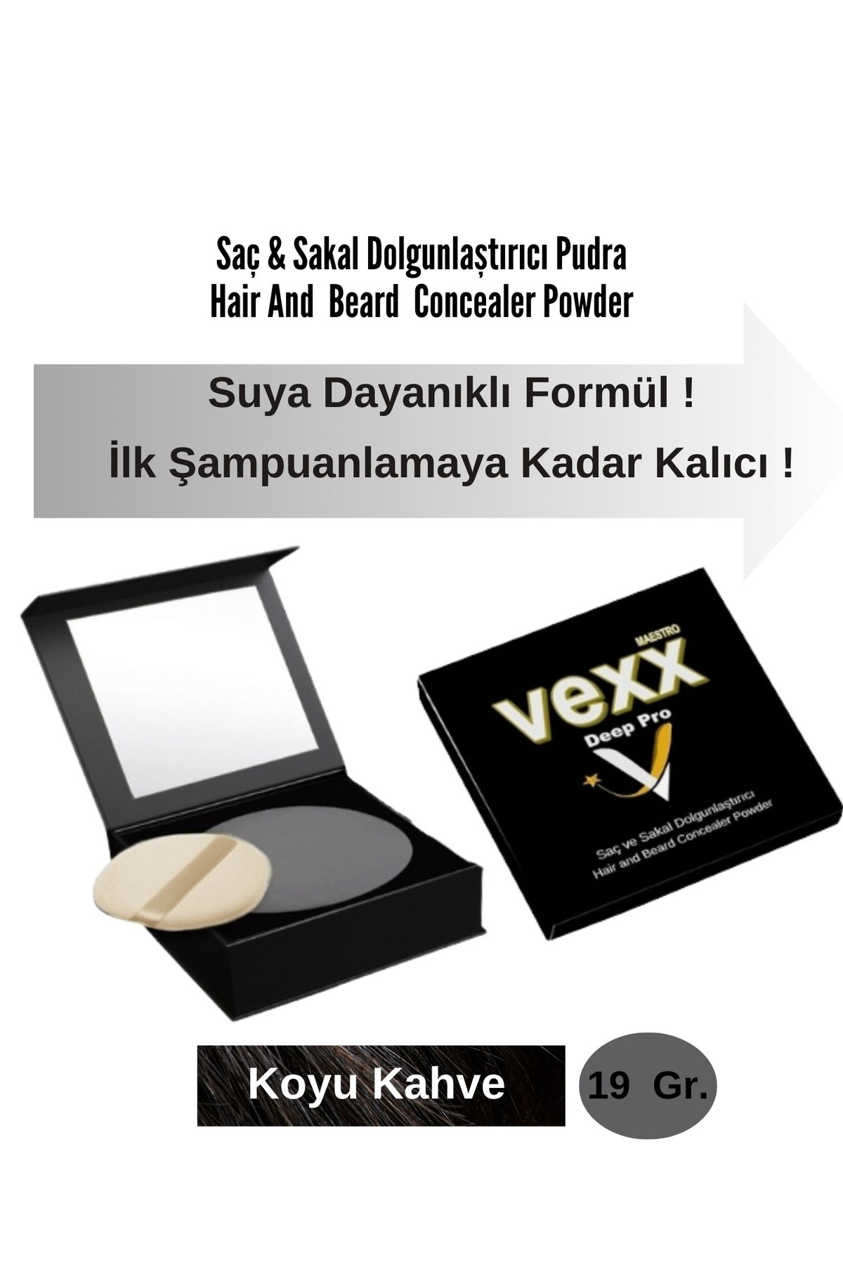 vexx maestro Vexx Deep Pro Saç & Sakal Dolgunlaştırıcı Pudra Topik (Suya Dayanıklı) Doğal İçerikli,Yerli Üretim