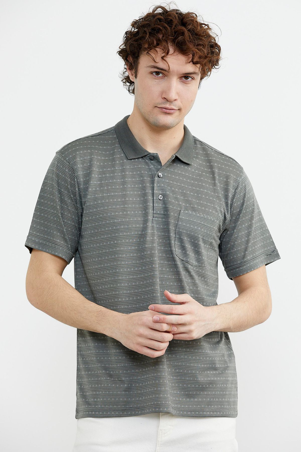 Sementa Polo Yaka Cepli Regular Fit Tişört - Haki