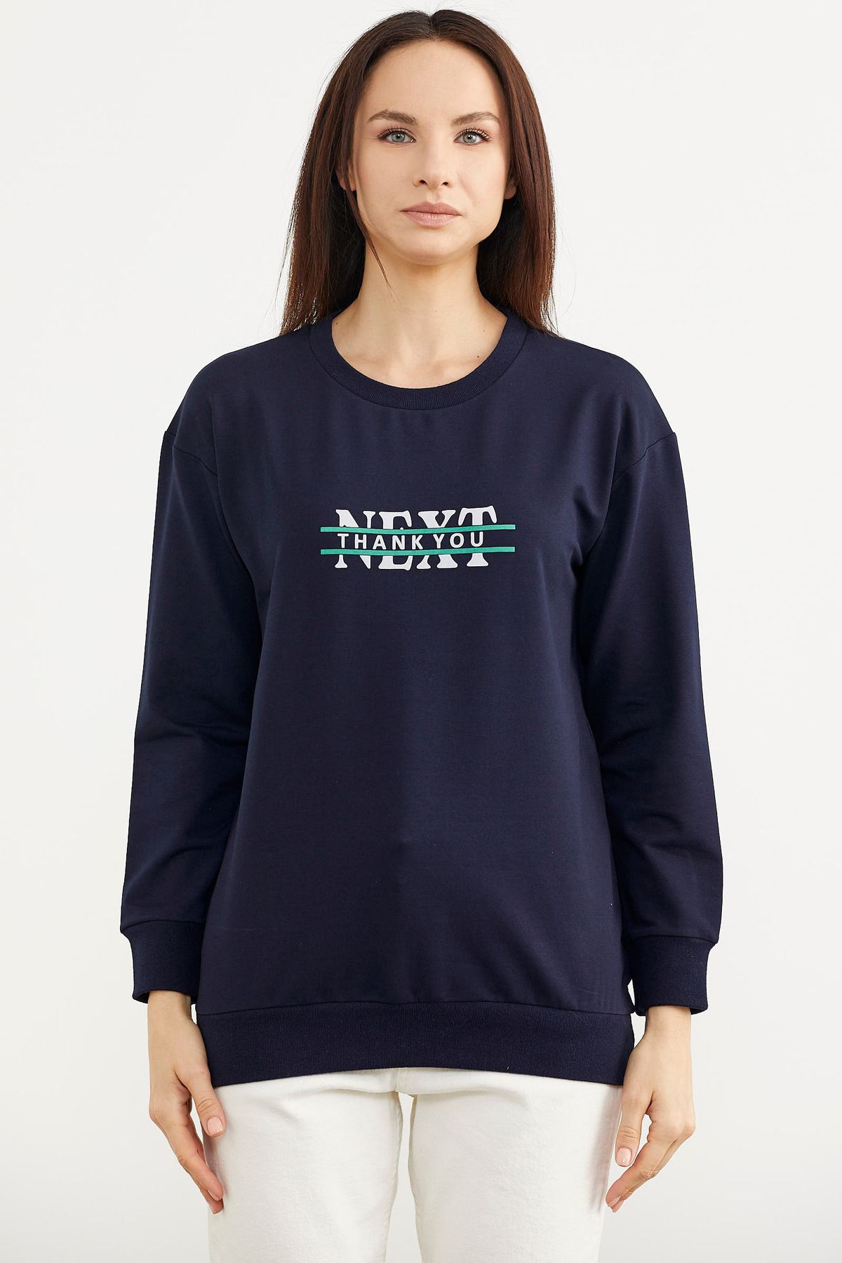 Sementa Sıfır Yaka Oversize Sweatshirt - Lacivert