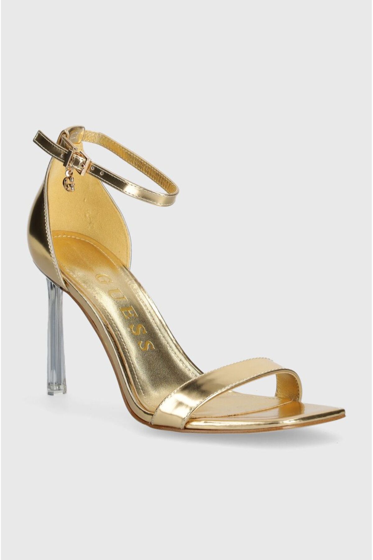 Guess Kadın Logo Detaylı Metal Tokalı Ayarlanabilir Gold Klasik Topuklu Ayakkabı FLJSHY LEM03-GOLD