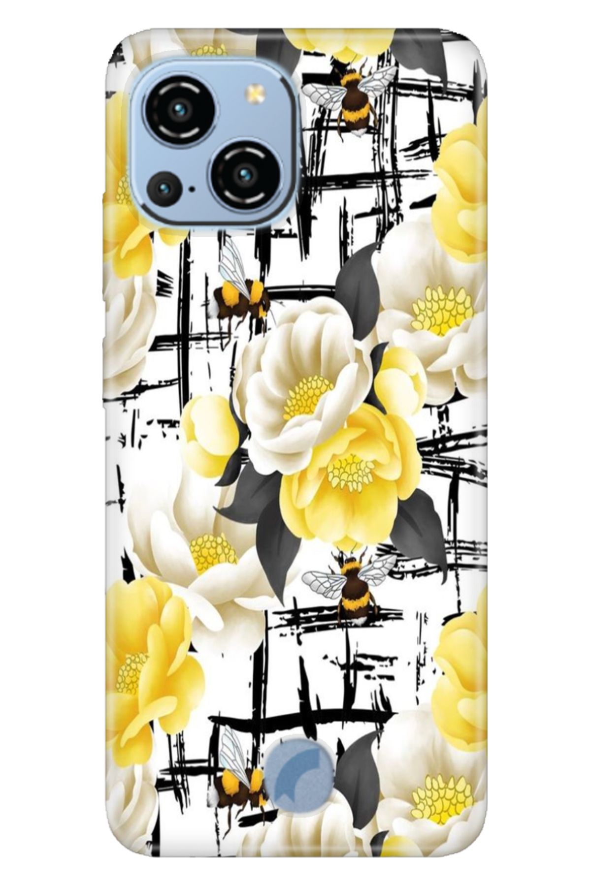 Reeder S23 Pro Max Kılıf Resimli Desenli Silikon Sarı Çiçekler