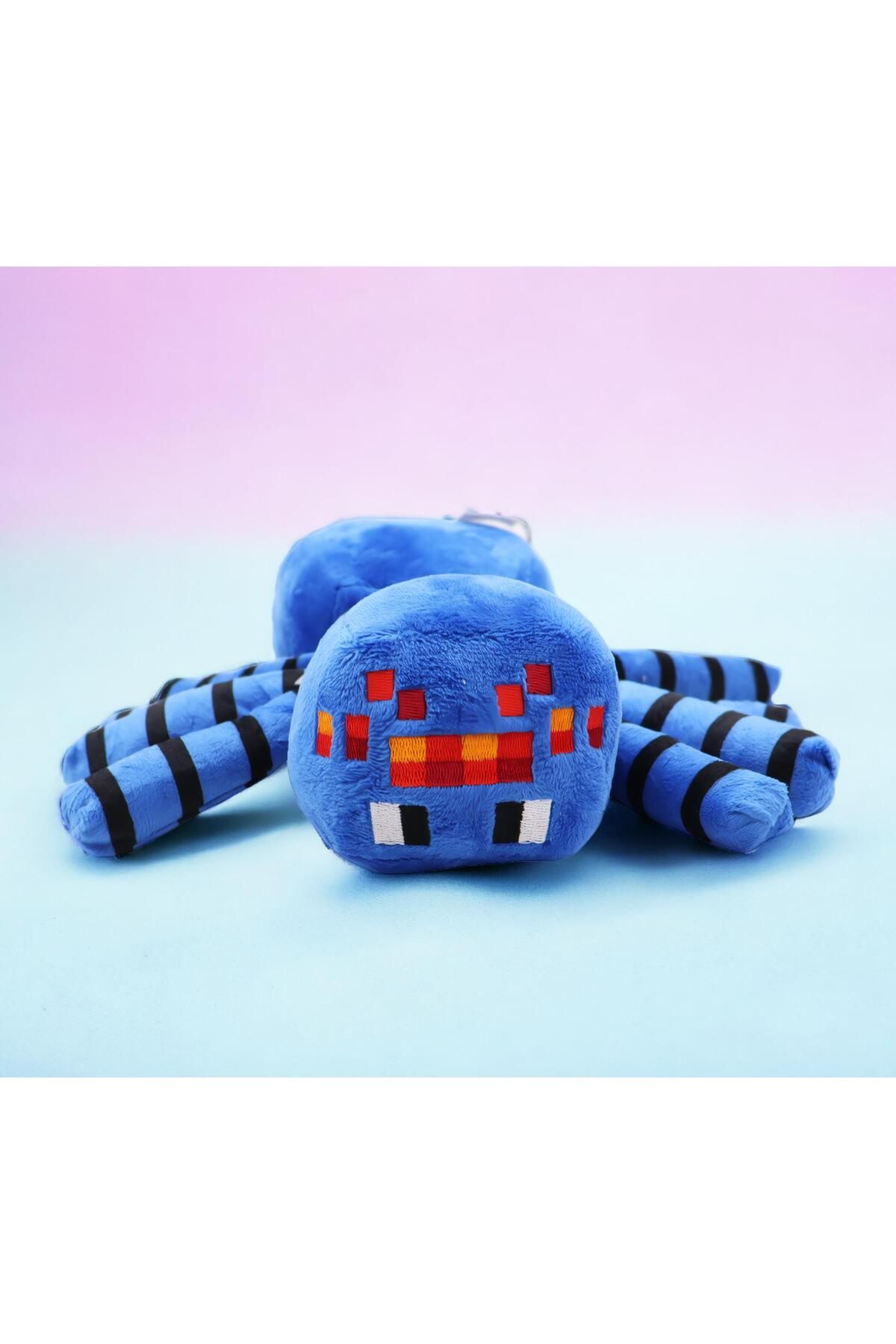 e-life shop Minecraft Jinx Mojang Blue Spider Karakter Figür Peluş Oyuncak Uyku Oyun Arkadaşı 30 cm.