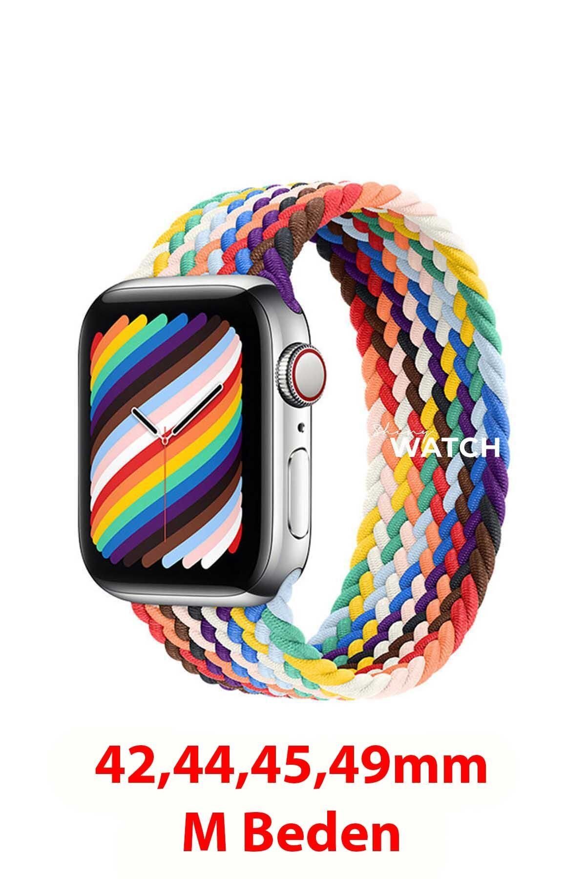ShinyTECH Apple Watch Uyumlu Örgü Loop Kordon Pride (rainbow)