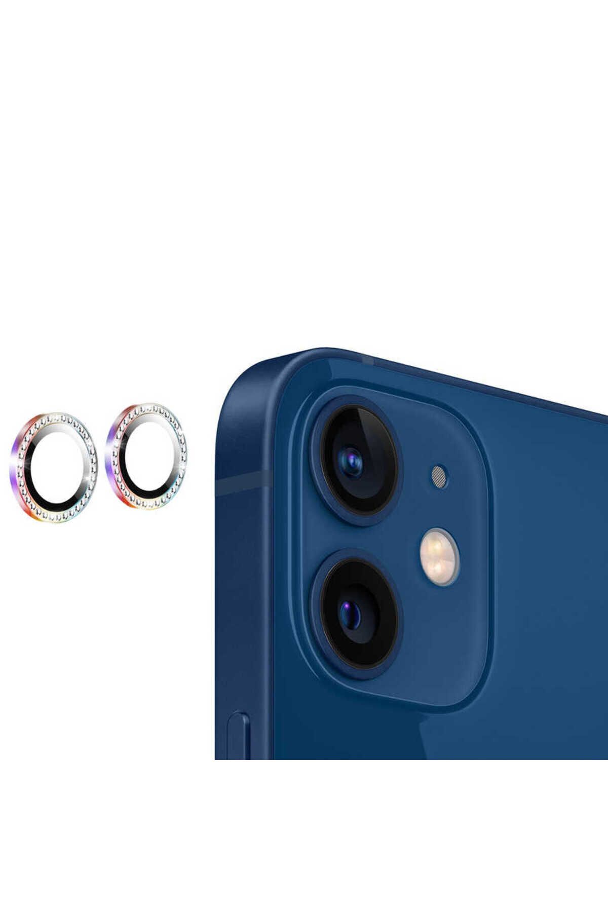 Bilişim Aksesuar iPhone 12 Mini Uyumlu Zore CL-06 Kamera Lens Koruyucu-Colorful
