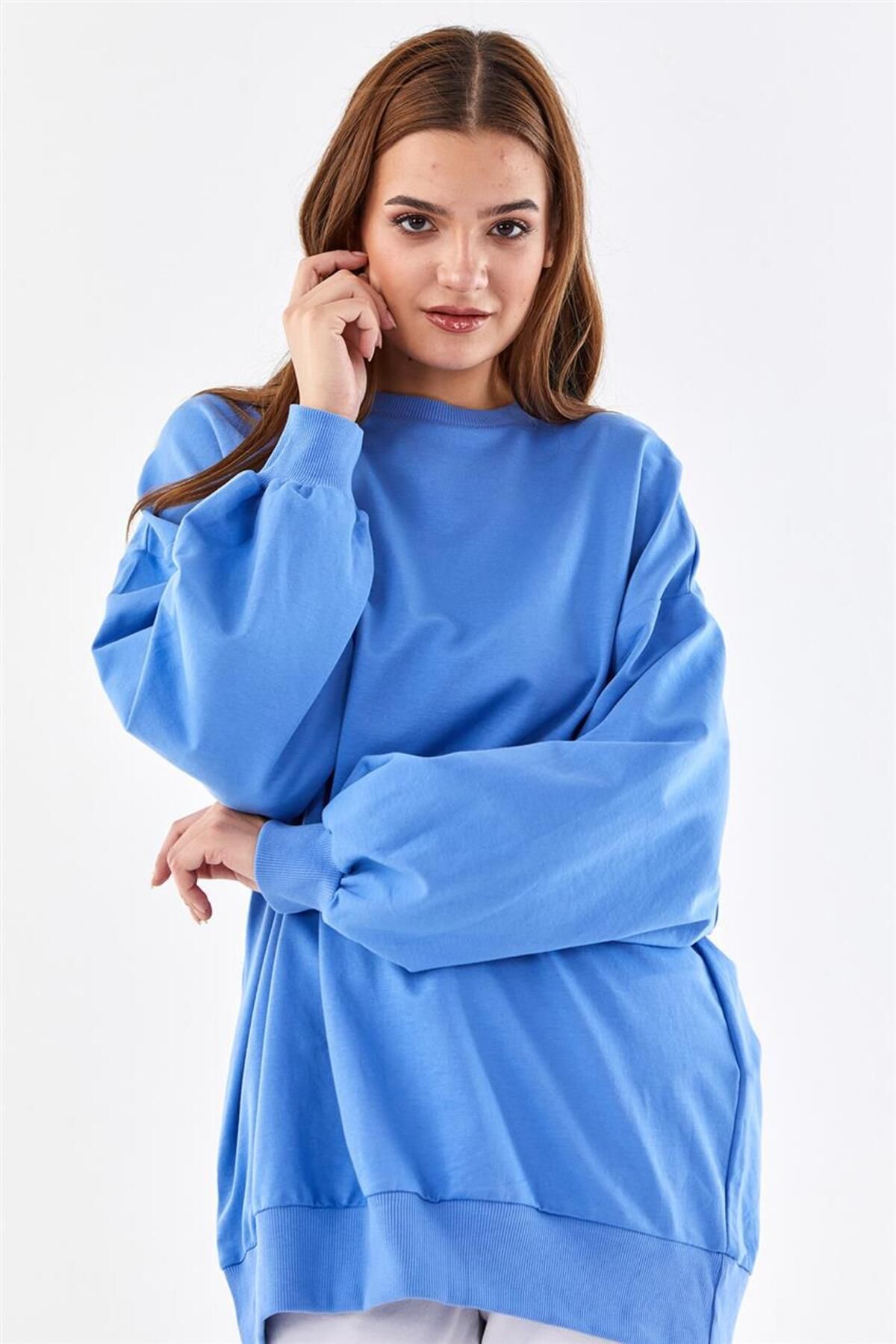 Levidor Oversize Basic Mavi Sweatshirt