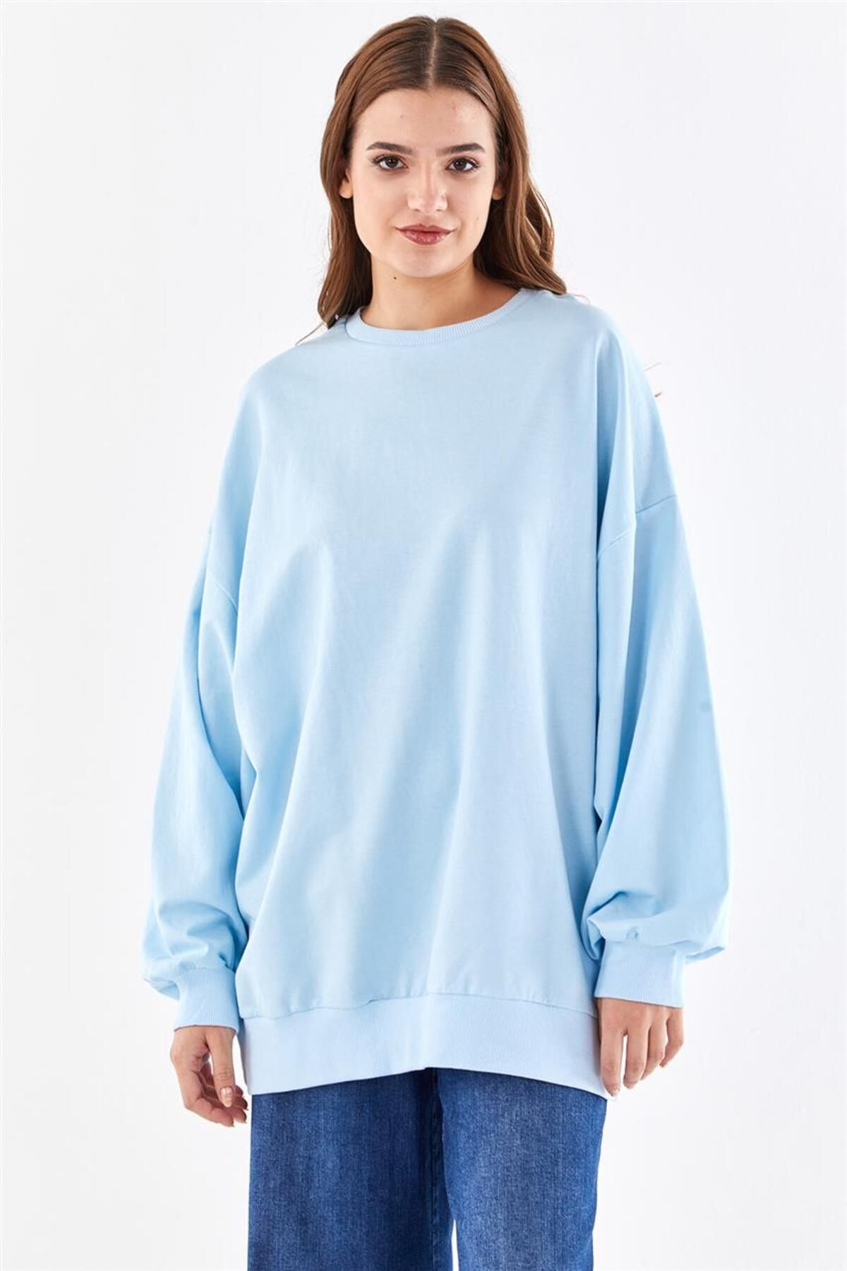 Levidor Oversize Basic Buz Mavisi Sweatshirt