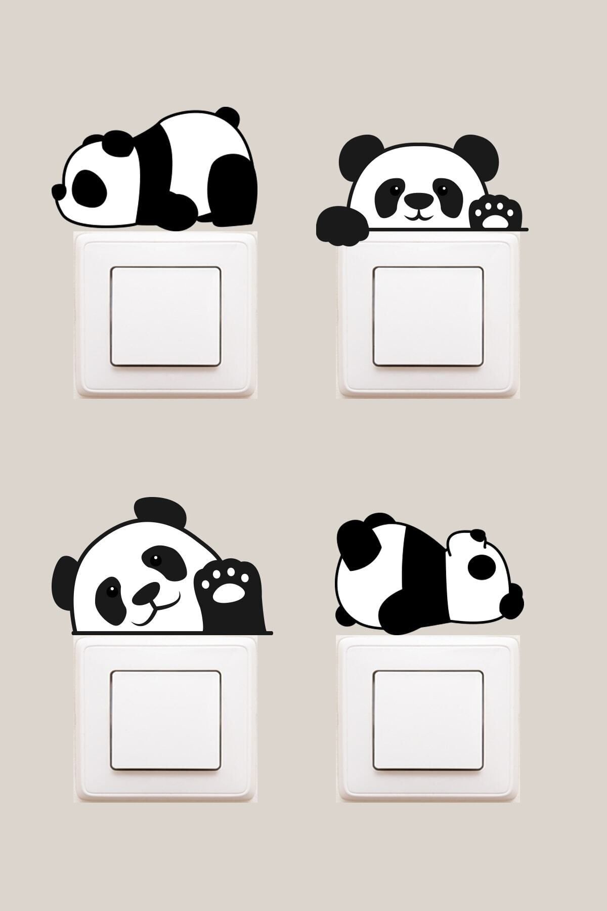 KanvasSepeti Panda Dekoratif Priz Sticker Seti