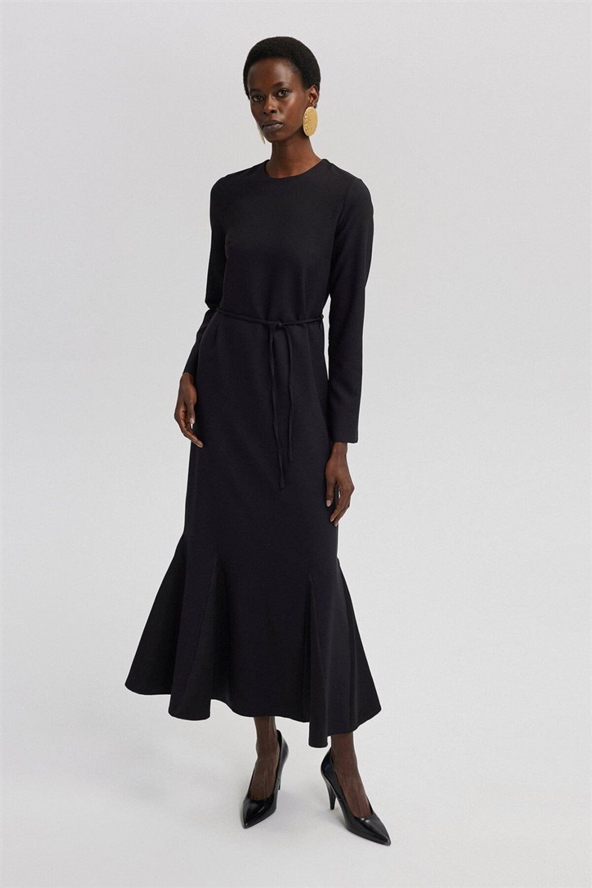 TOUCHE Saten Detaylı Krep Elbise-Siyah 24S1T0004-101