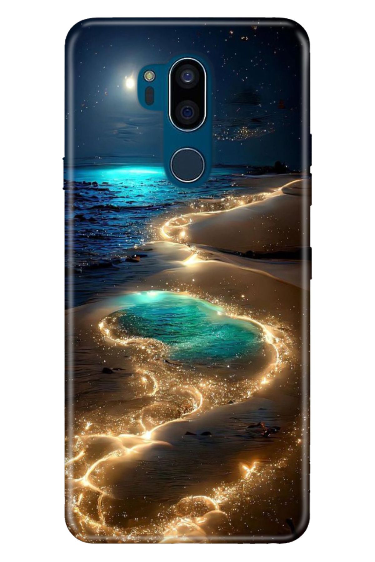 LG G7 ThinQ Uyumlu Kılıf Resimli Desenli Silikon Golden Beach