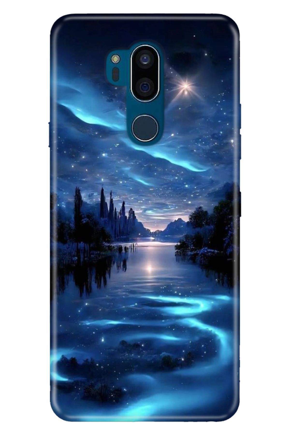 LG G7 ThinQ Uyumlu Kılıf Resimli Desenli Silikon Gece Yarısı