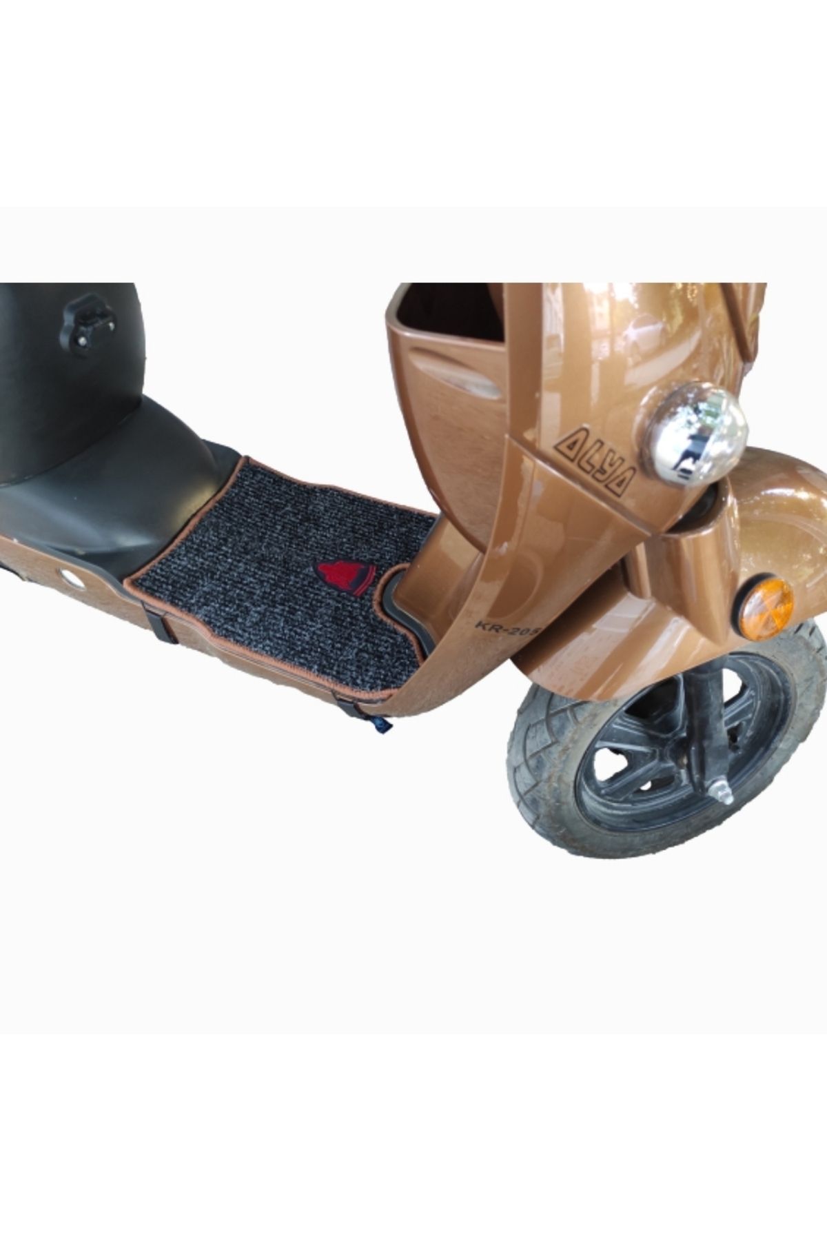 MEDITERIAN Kahverengi Alya Kr-205 Elektrikli Motosiklet Koruyucu Paspas Kurt Nakış Armalı Kahverengi Kenar Ove