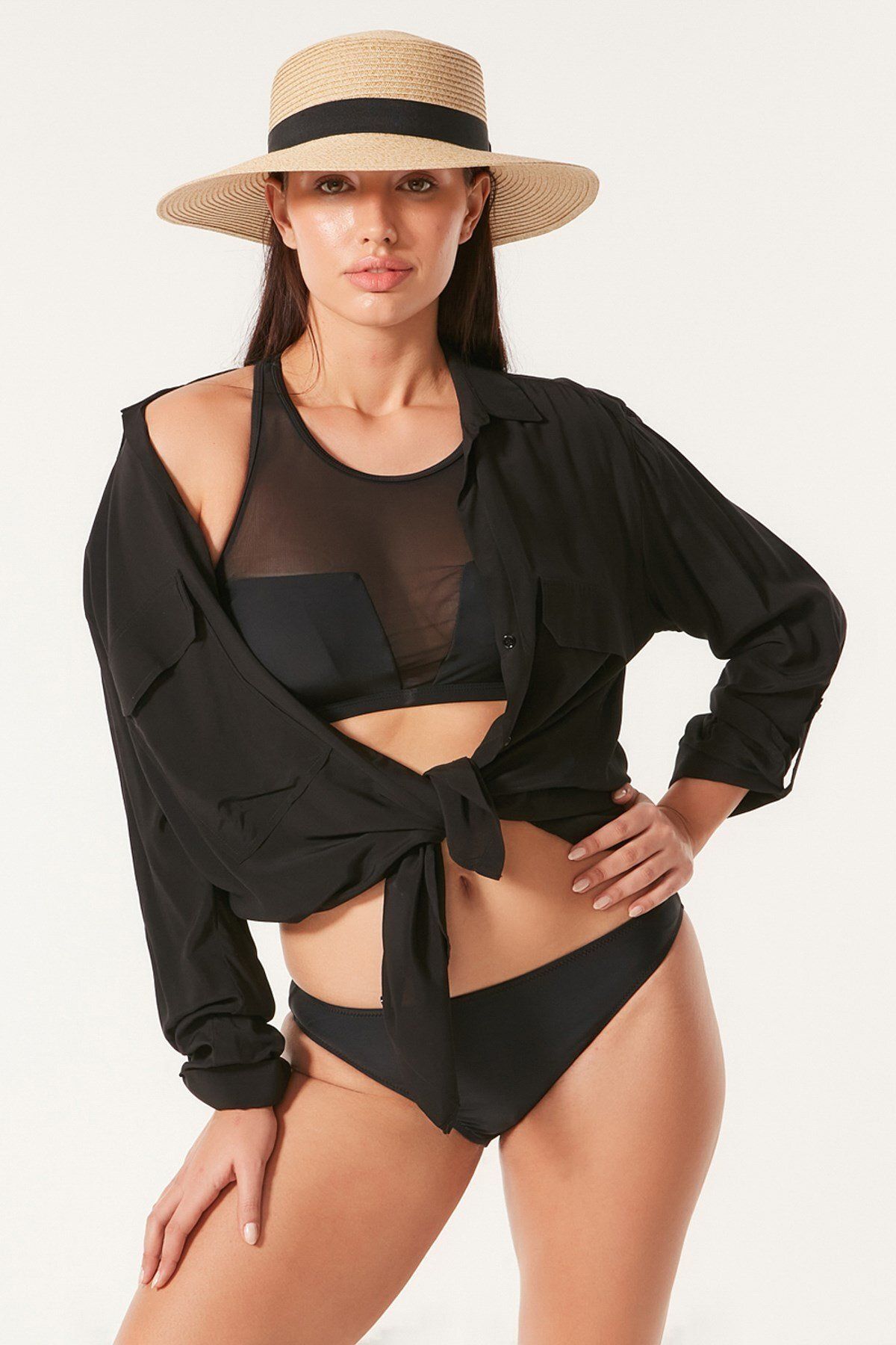 C City Transparan Body Bikini Takım 3140 Siyah