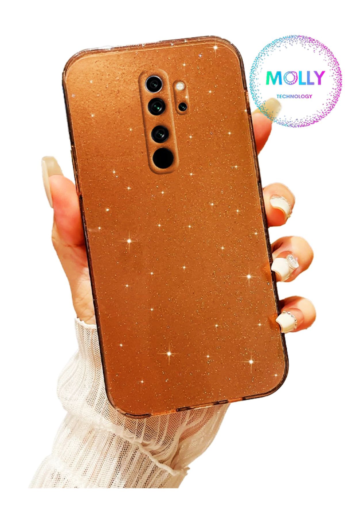 Molly Xiaomi Redmi Note 8 PRO İçin Sienna Berry Simli Parlak Silikon Kılıf