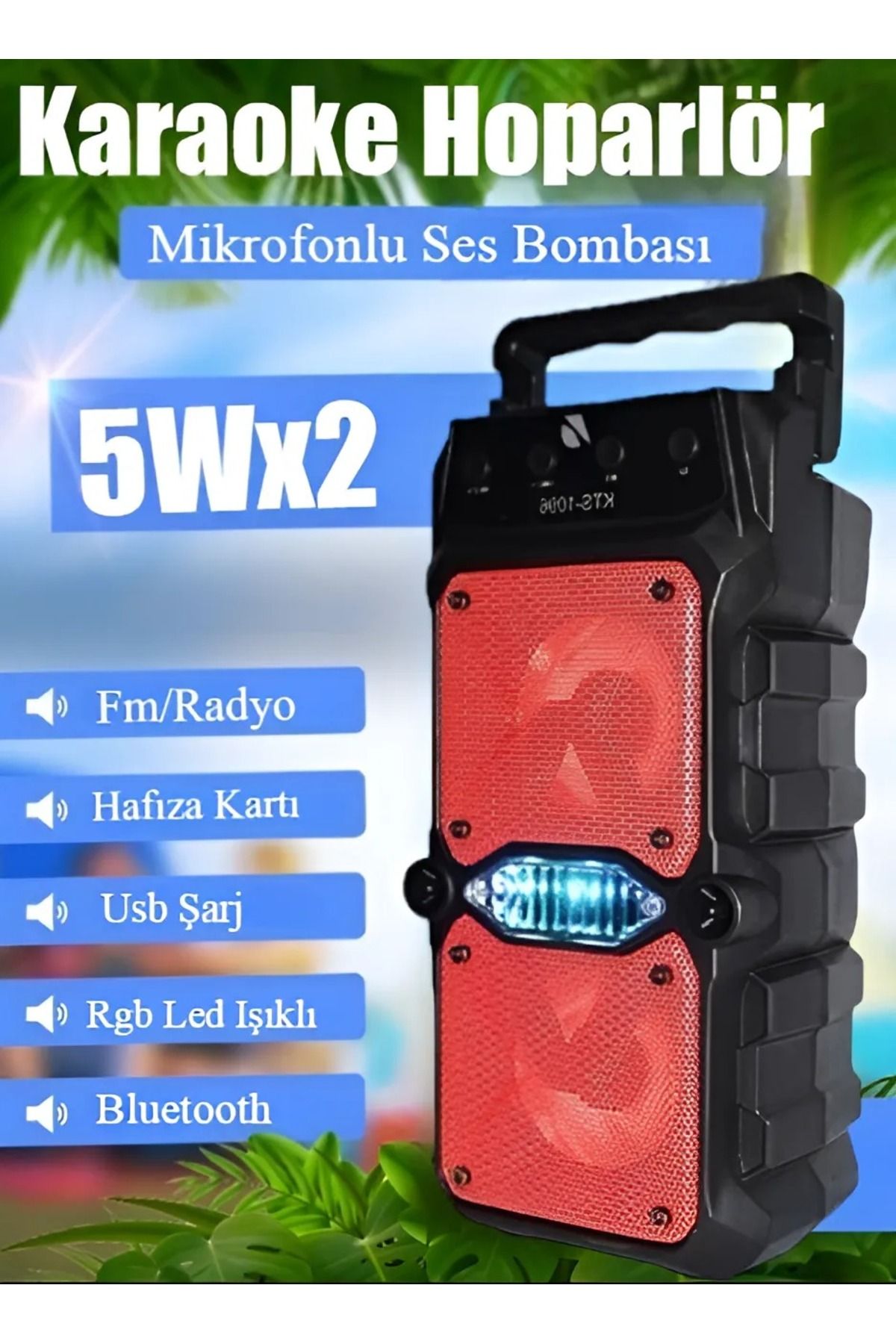 resolut Bluetooth Hoparlör Parti Hoparlörü Karaoke Mikrofon Işıklı Ses Bombası Radyo Usb Sd Girişli