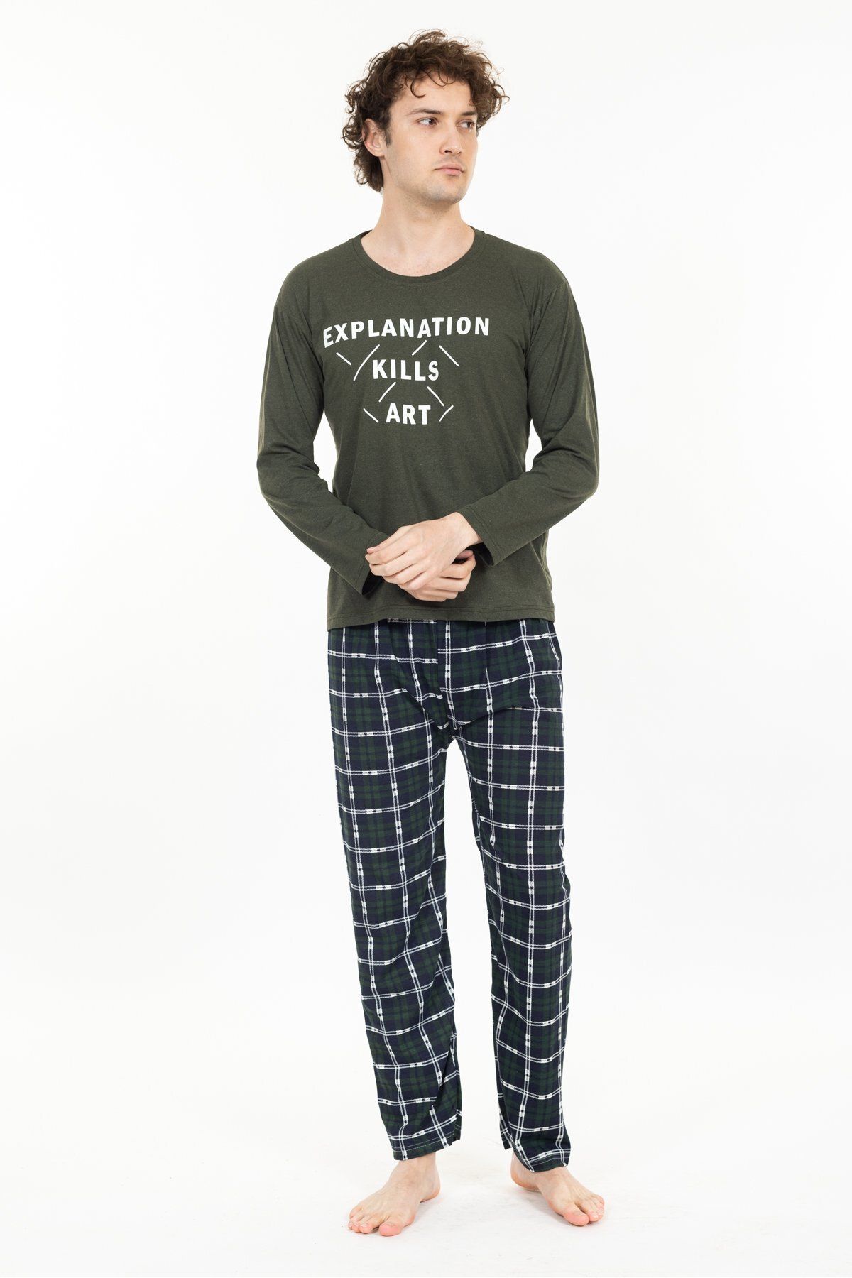 TAMPAP Erkek Baskılı Pijama Takımı Uzun Kollu Tampap Nope