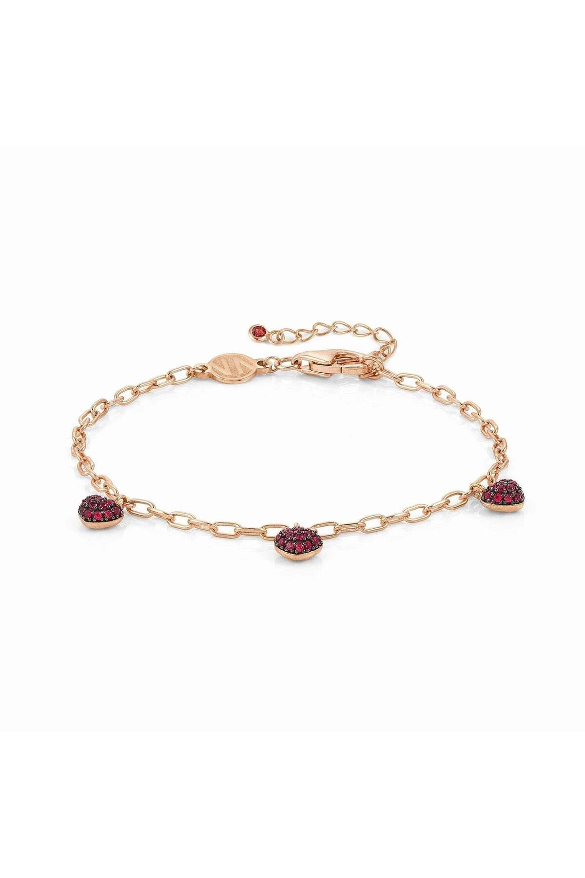 NOMİNATİON Easychıc Bracelet Ed, Love In 925 Silver And Cubic Zirconia (021_rose Gold Red Heart)