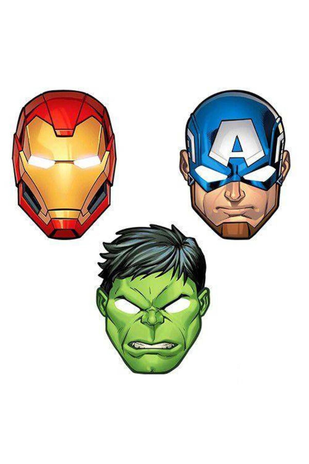Parti Dükkanım Hulk-iron Man Yenilmezler Kağıt Maske 6 Adet