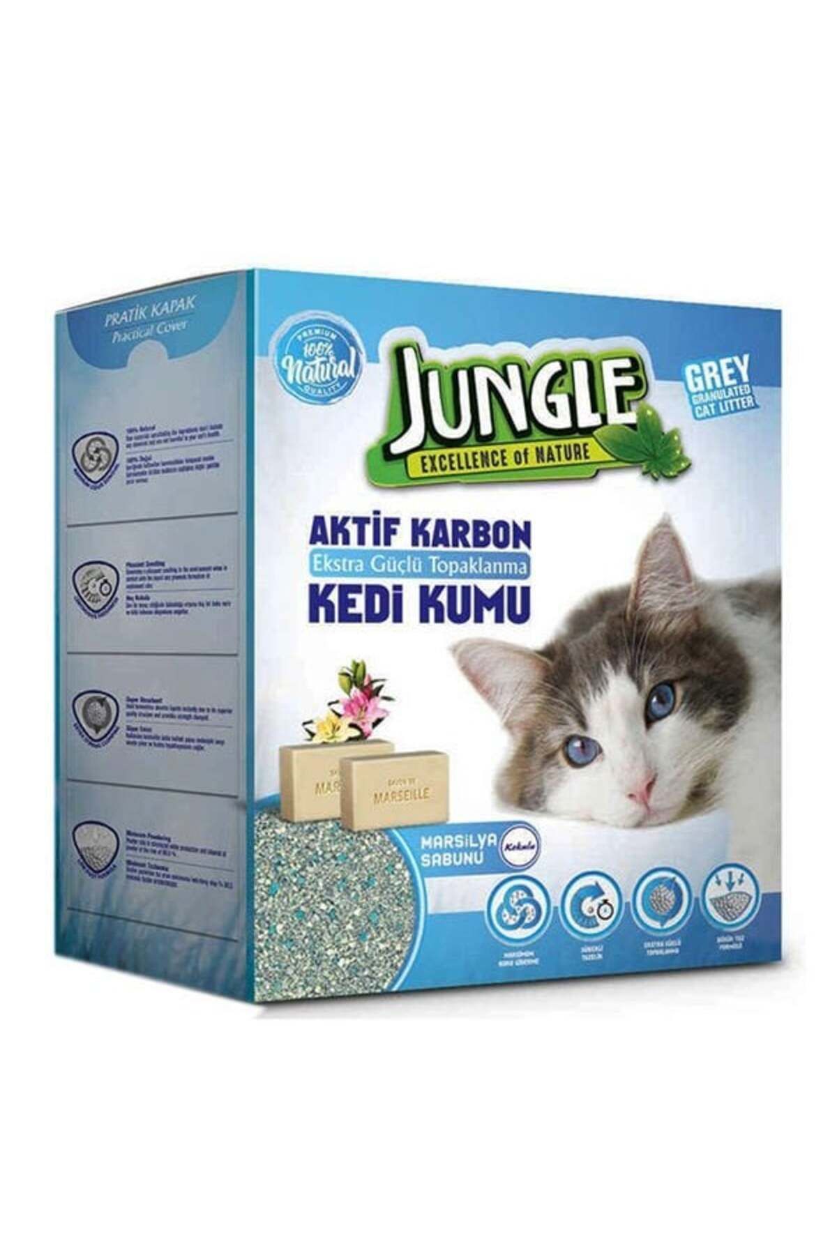 Jungle İnce Taneli Karbonlu ve Marsilya Sabunlu Topaklanan Kedi Kumu 6 Lt
