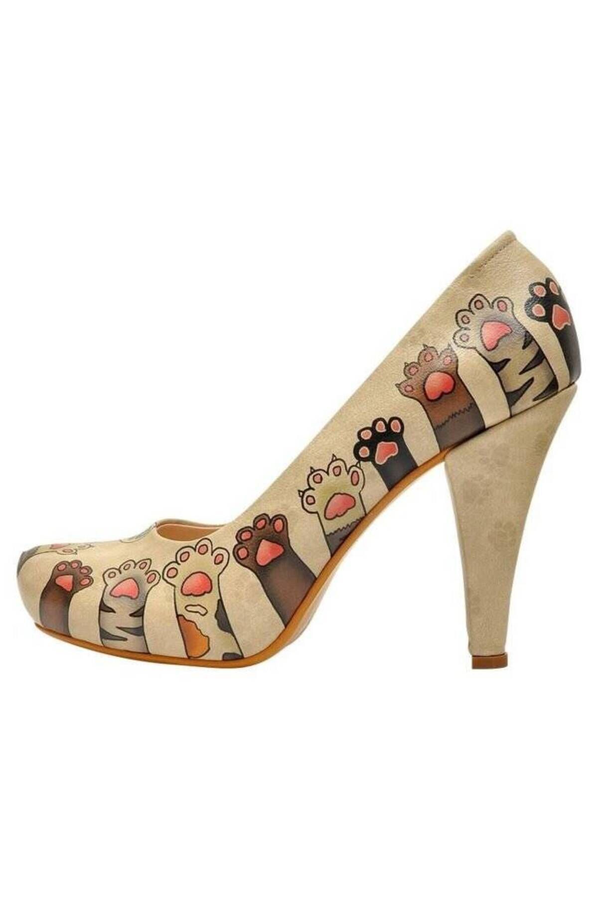 Dogo Kadın Vegan Deri Bej Topuklu Ayakkabı - Yummy Tasarım