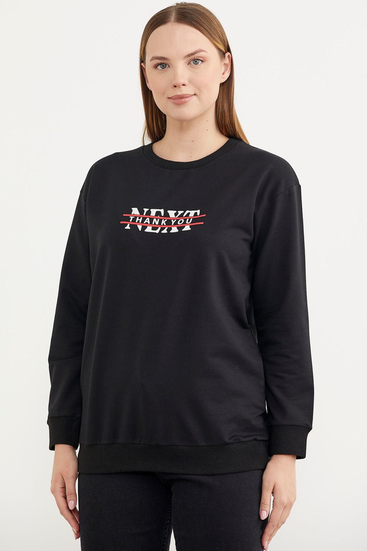 Sementa Sıfır Yaka Oversize Sweatshirt - Siyah