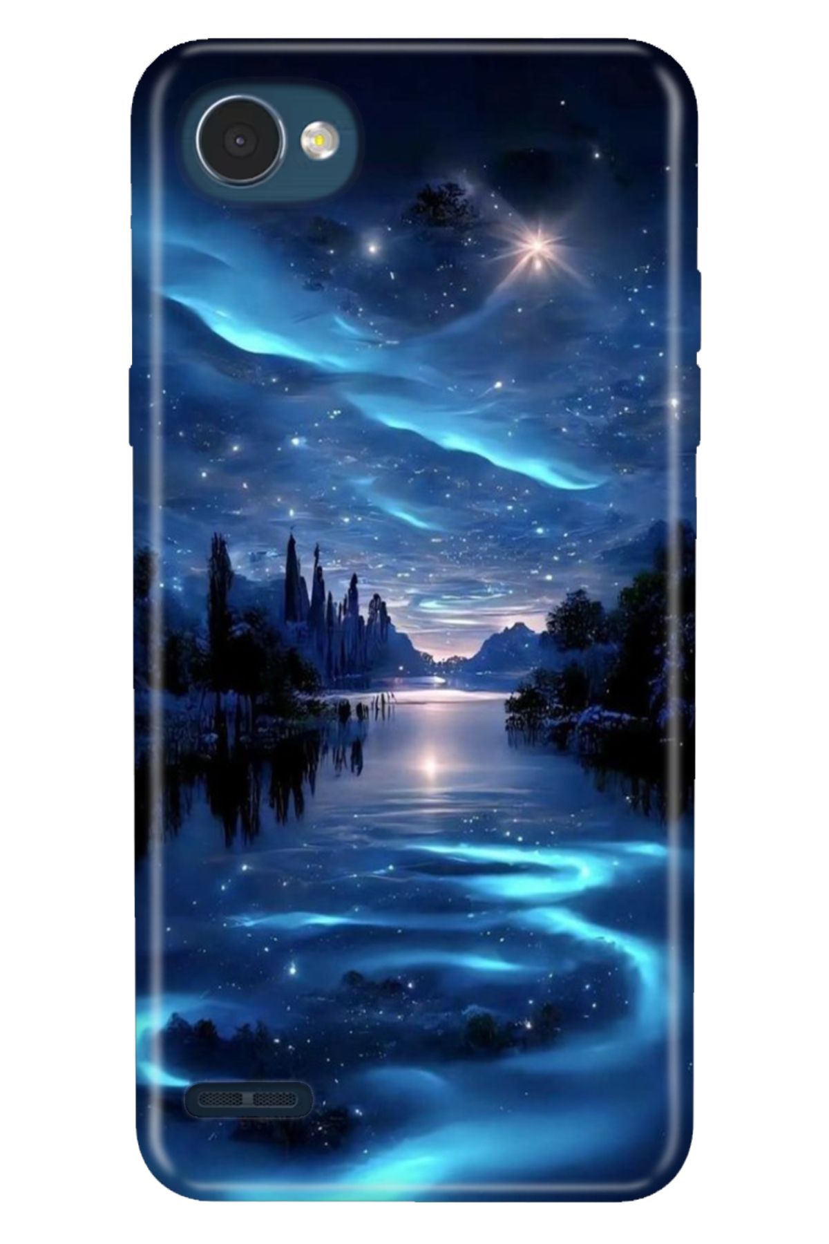 LG Q6 Uyumlu Kılıf Resimli Desenli Silikon Gece Yarısı