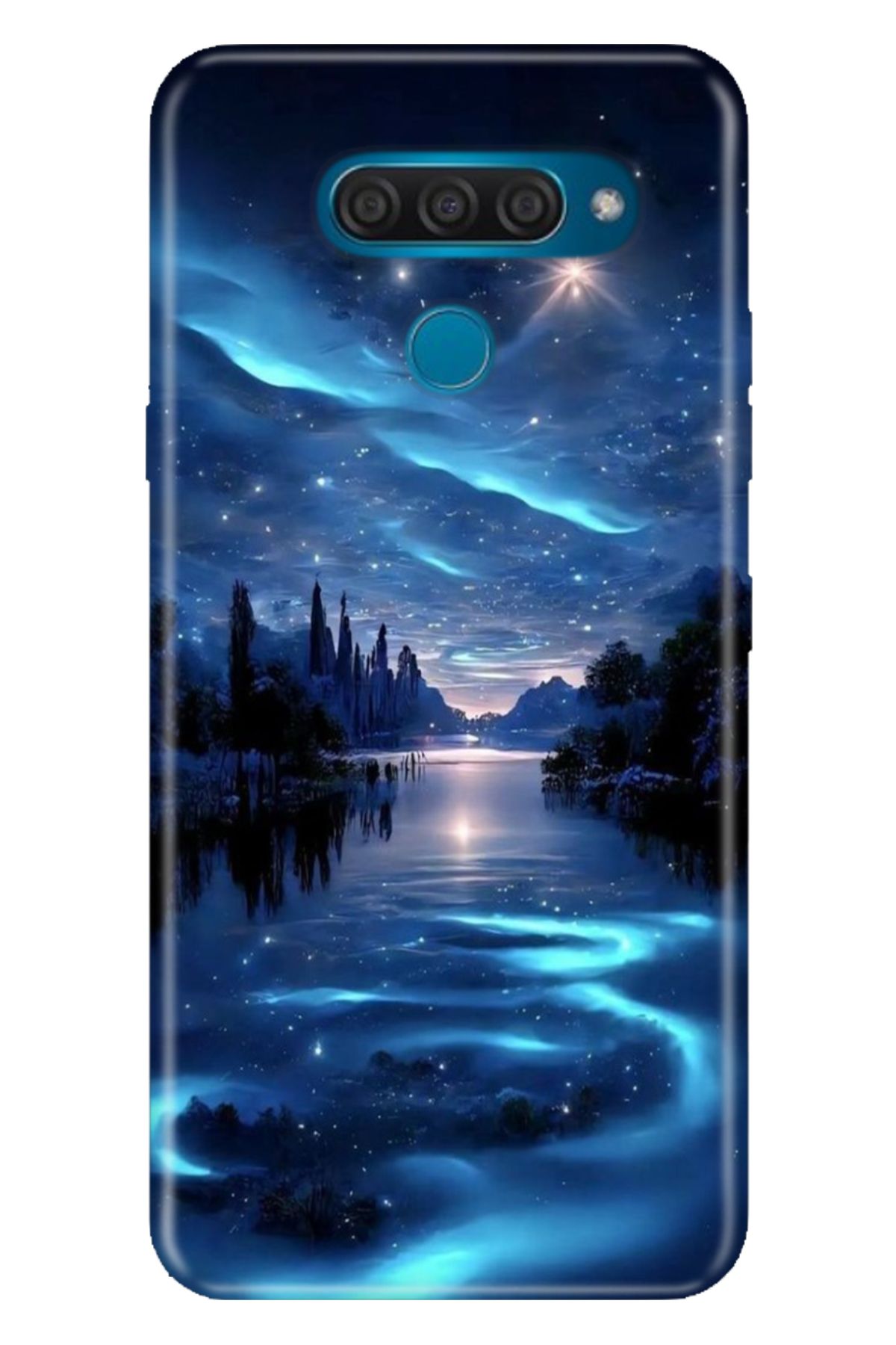 LG Q60 Uyumlu Kılıf Resimli Desenli Silikon Gece Yarısı