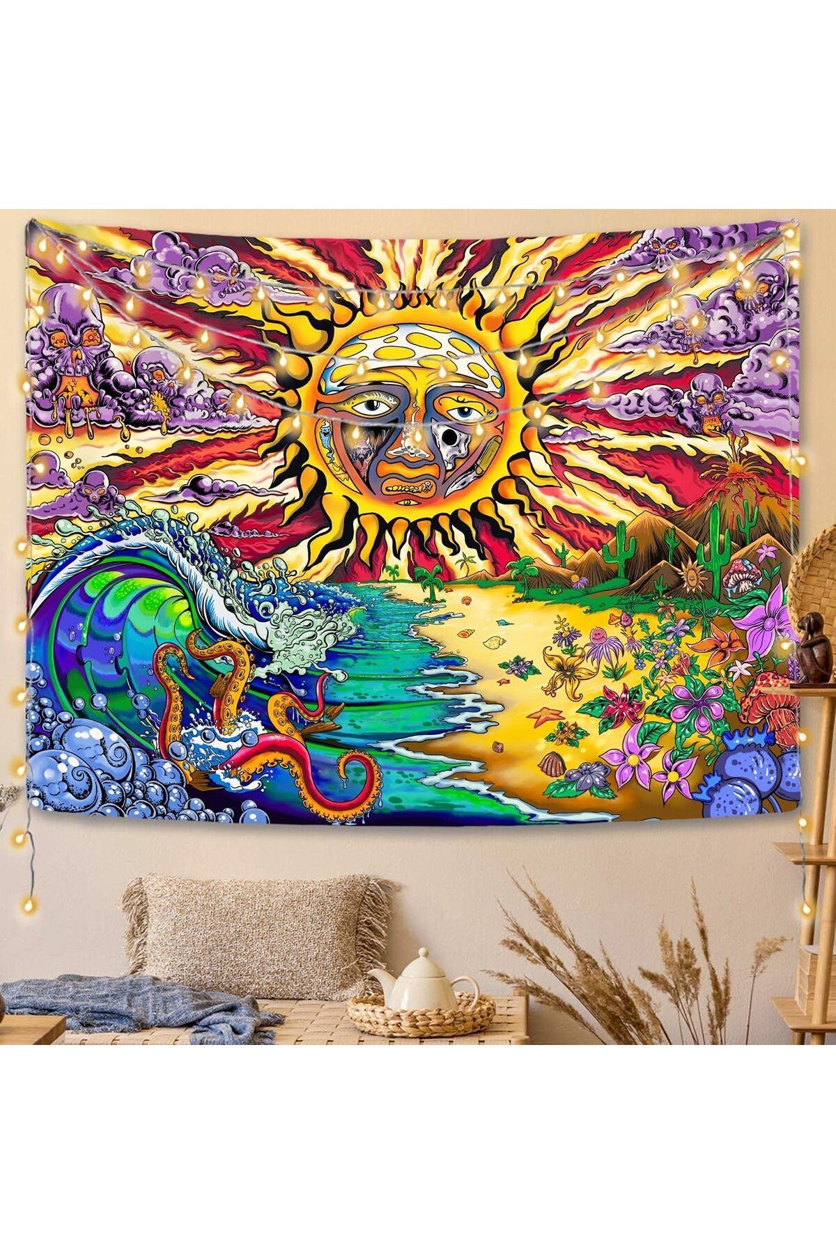 Nivendi Doğan Güneş Canlı Renkler Duvar Örtüsü / Halısı (1.SINIF KUMAŞTIR)