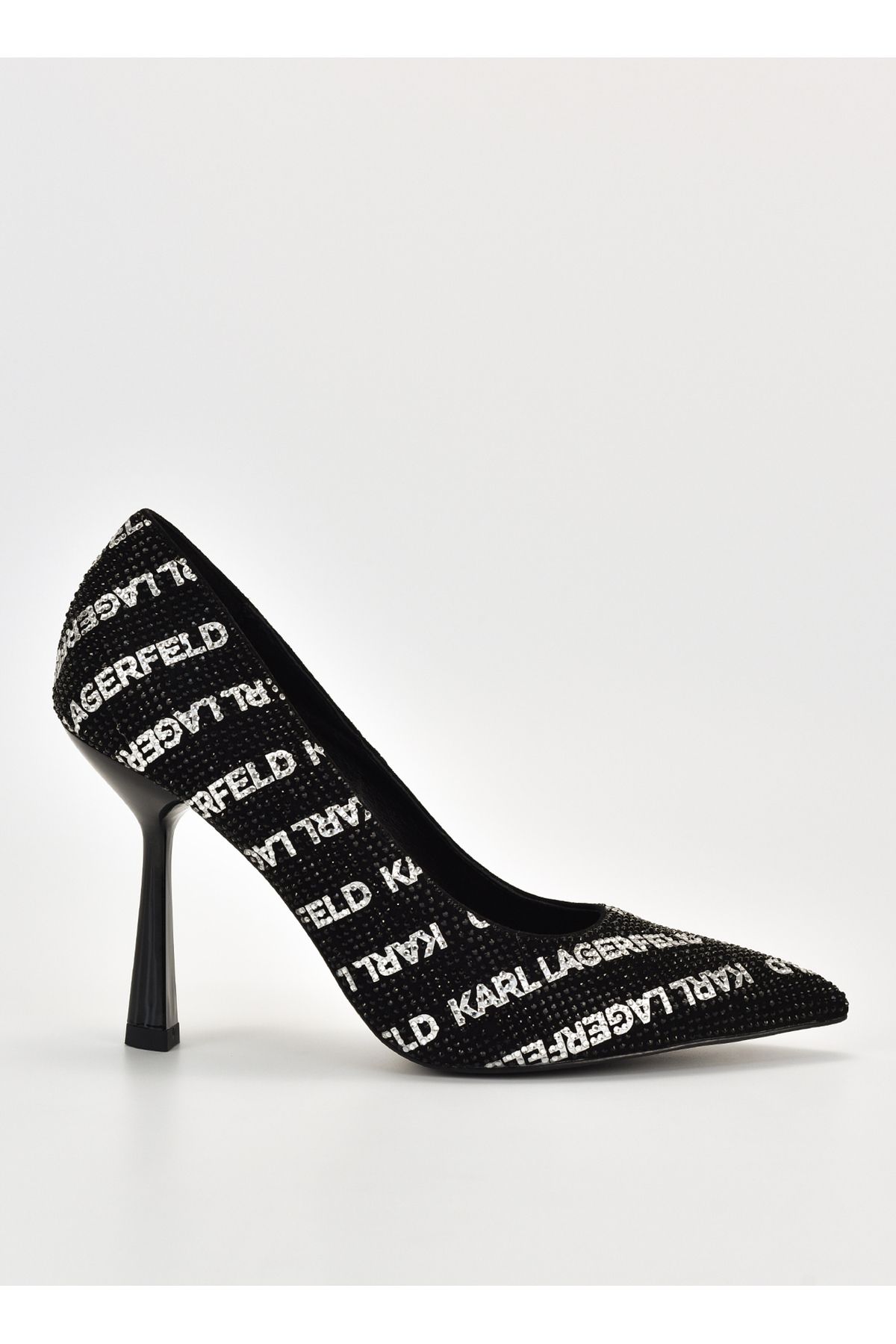 Karl Lagerfeld Deri Siyah - Beyaz Kadın Topuklu Ayakkabı KL31314 50S