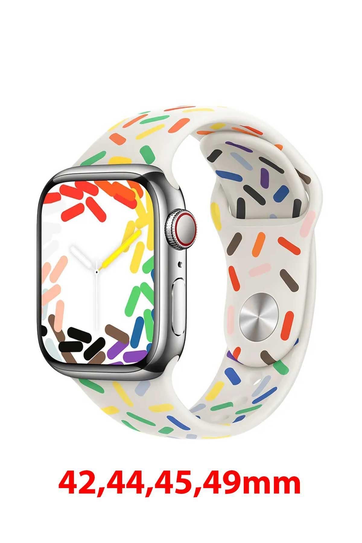 ShinyTECH Apple Watch Uyumlu Pride Edition Spor Kordon 38,40,41mm Beyaz