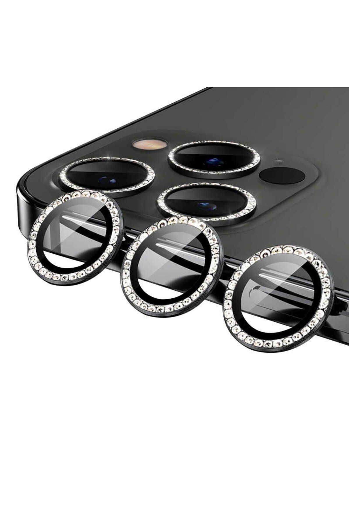 Bilişim Aksesuar iPhone 13 Pro Uyumlu Zore CL-06 Kamera Lens Koruyucu-Siyah