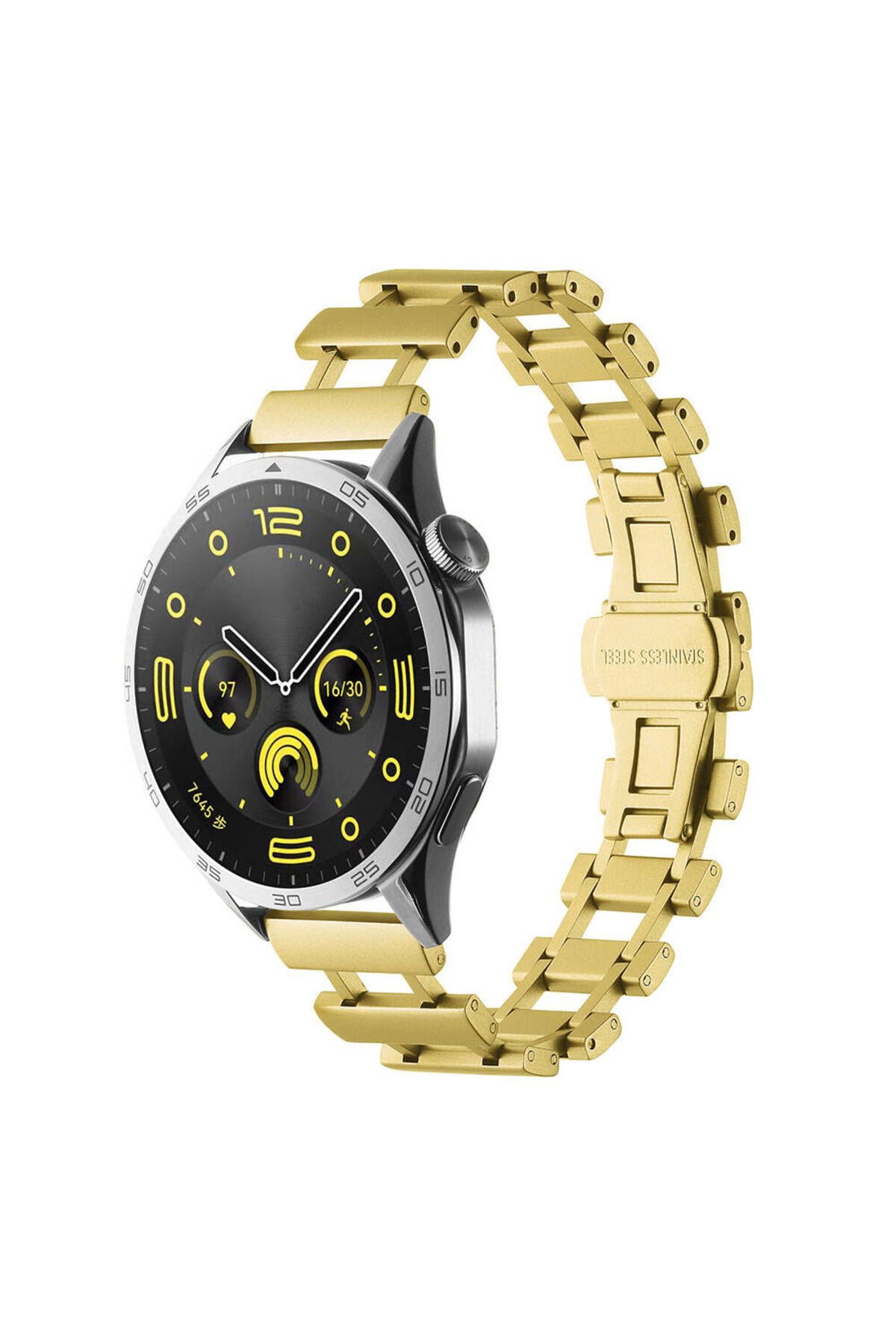 Bilişim Aksesuar Galaxy Watch 46mm Uyumlu Zore KRD-96 22mm Metal Kordon-Gold