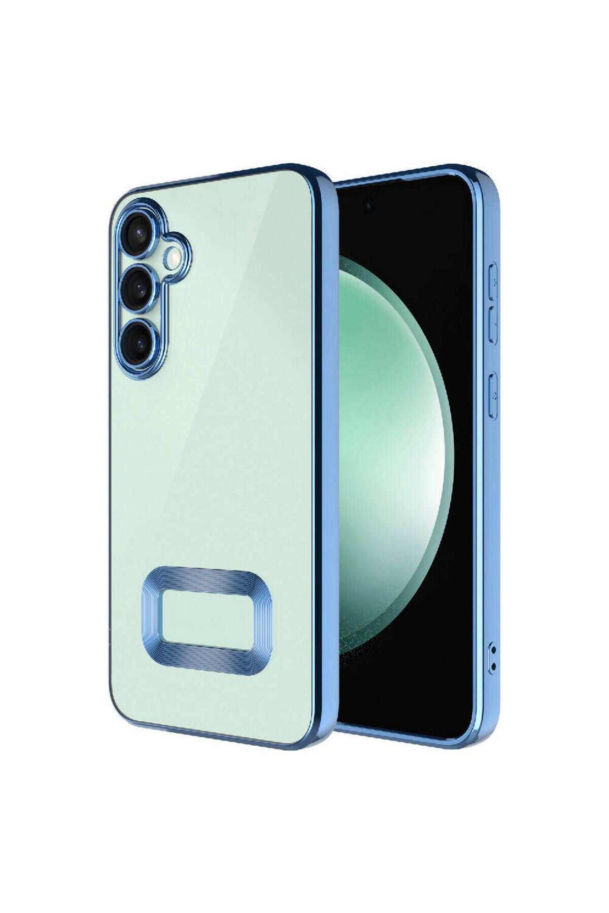 Bilişim Aksesuar Galaxy S23 FE Uyumlu Kamera Korumalı Logo Gösteren Zore Omega Kılıf-Sierra Mavi