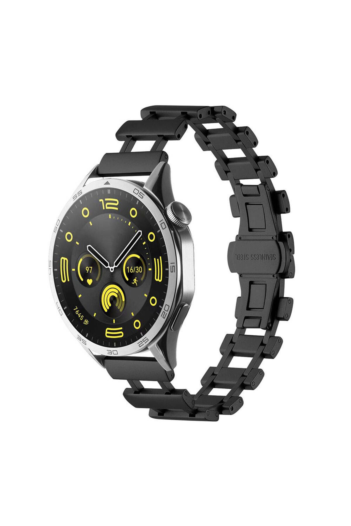 Bilişim Aksesuar Galaxy Watch 46mm Uyumlu Zore KRD-96 22mm Metal Kordon-Siyah