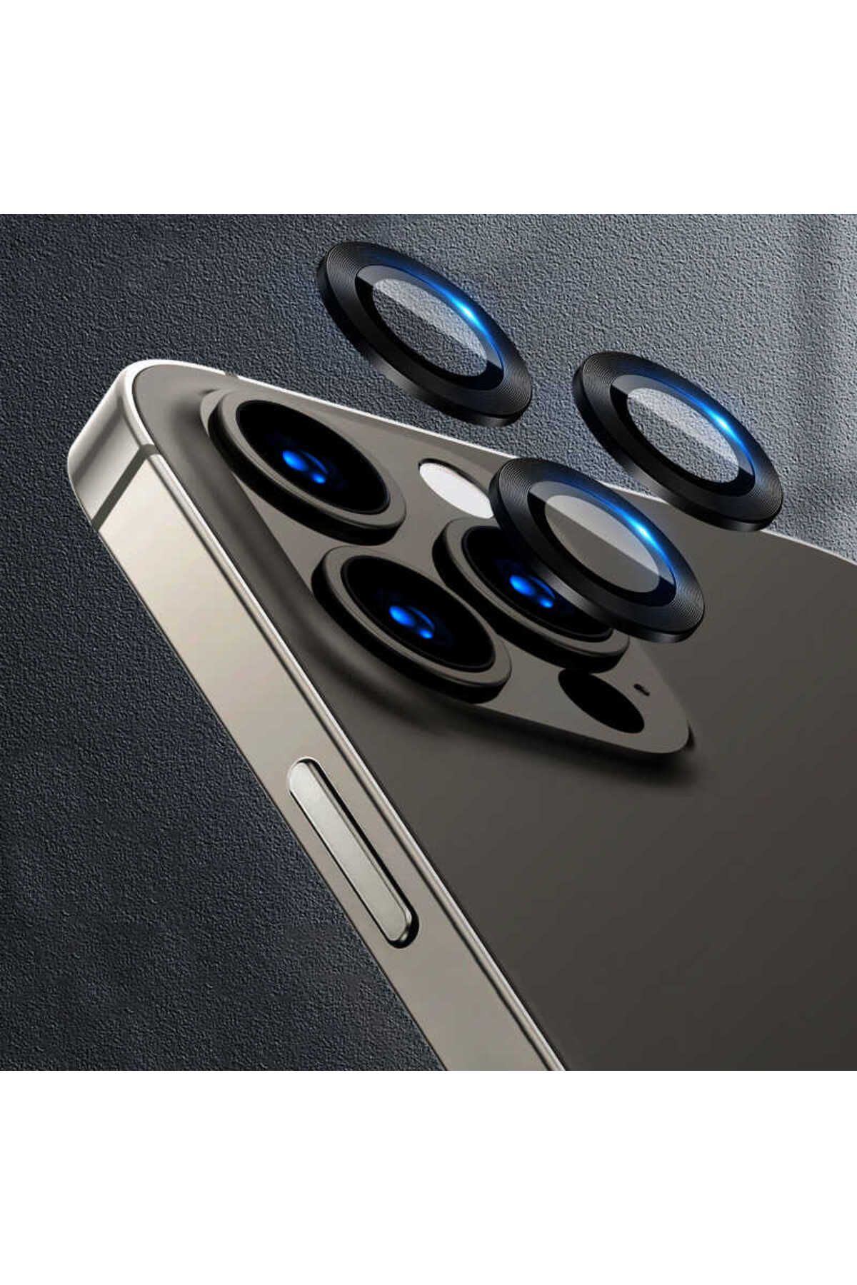 Bilişim Aksesuar iPhone 12 Pro Max Uyumlu Zore CL-07 Kamera Lens Koruyucu-Siyah