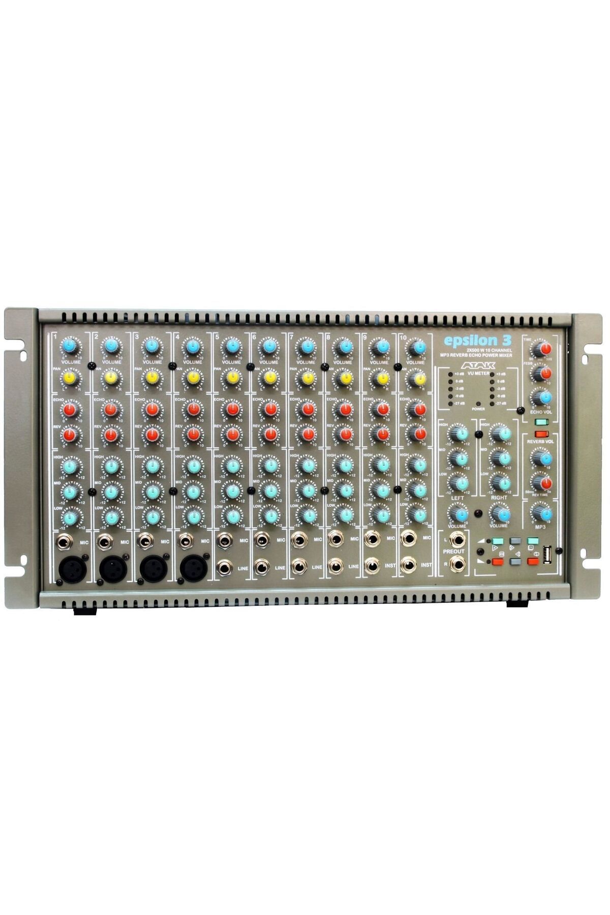 ATAK EPSILON 3 EKO REVERP 10 KANAL 2X500 WATT  POWER ANFİ