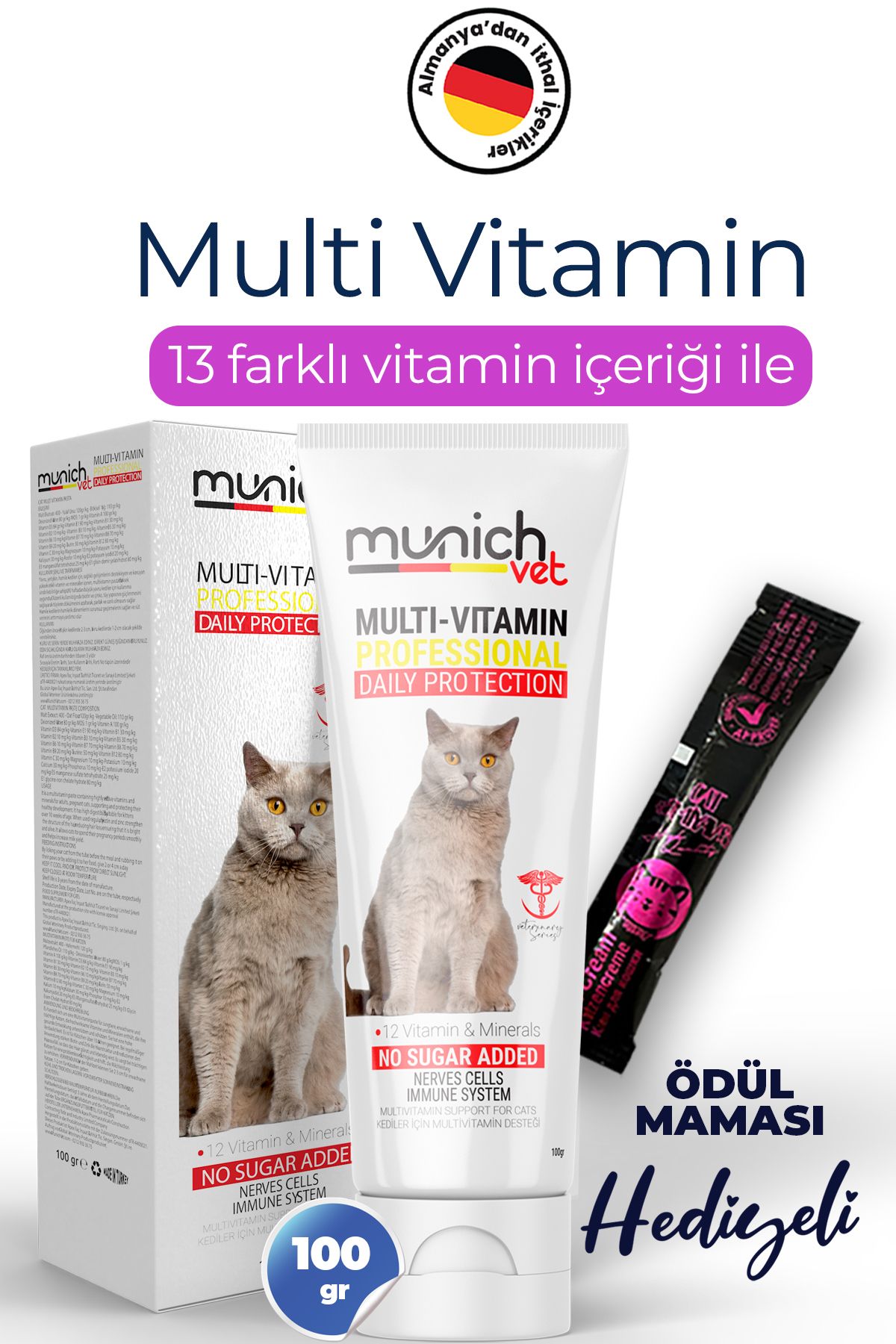 Munich Vet Multi Vitamin Kedi Macunu 100 Gr. Multi Paste(memnuniyet Garantili)
