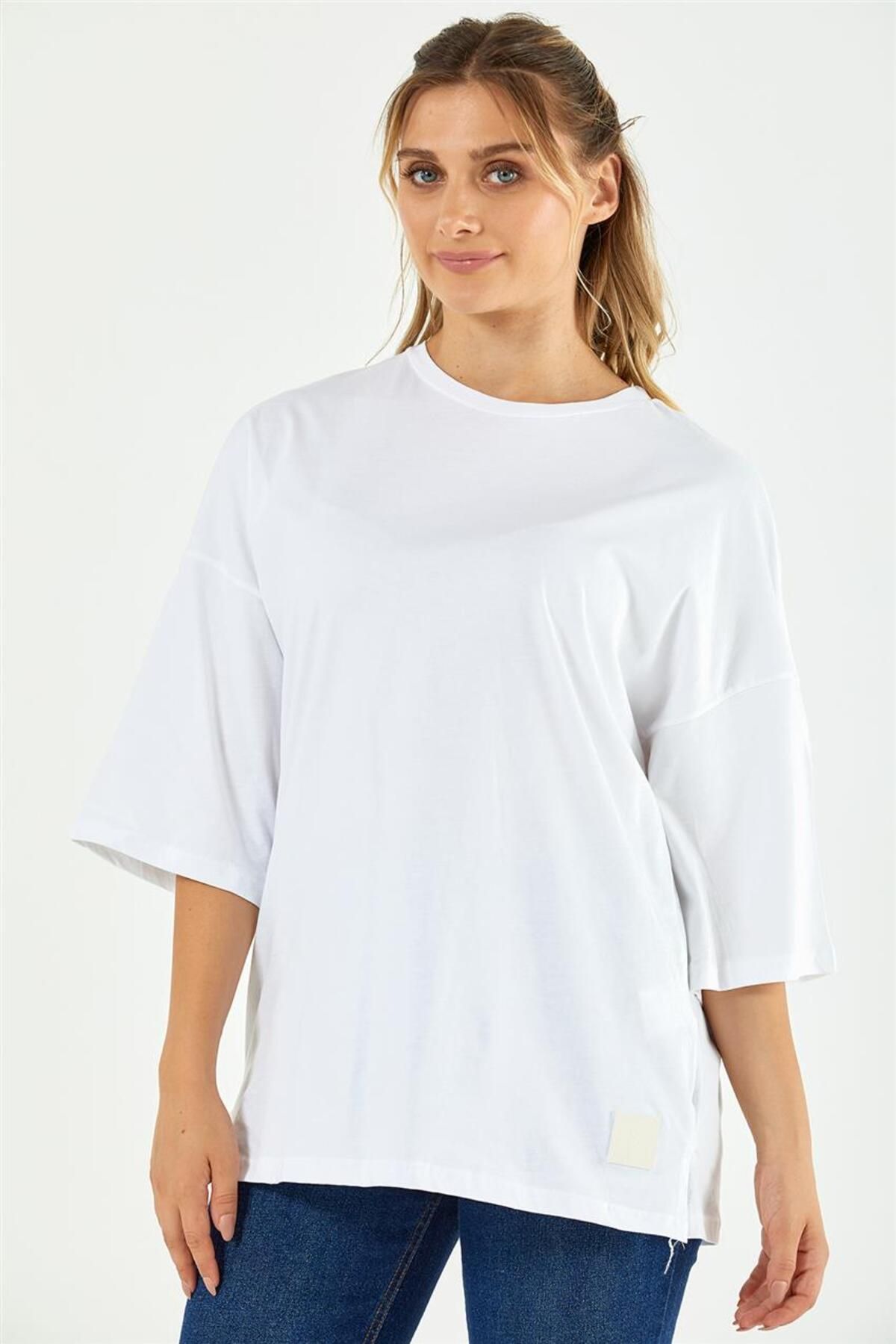 Loreen Oversize Basic Beyaz T-shirt