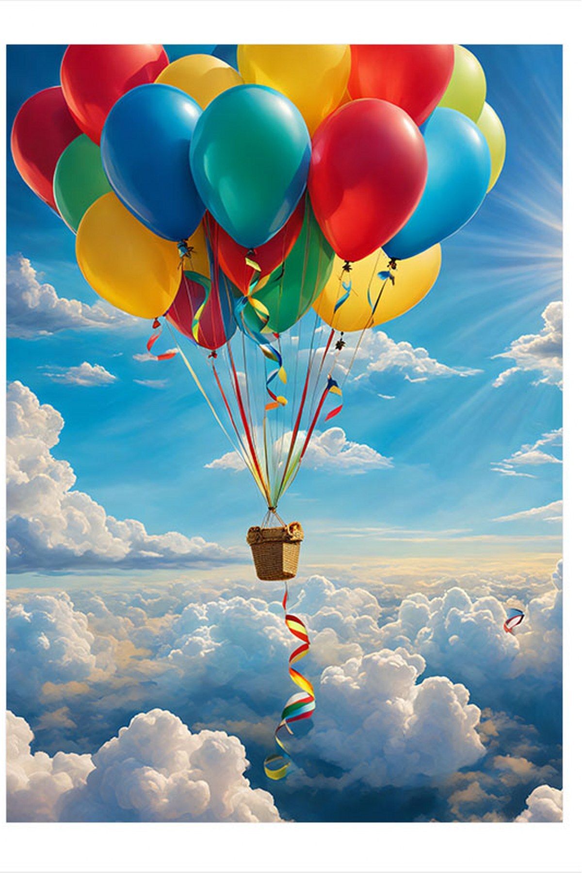 Tablomega Uçan Balonlar Ve sepet Modern Mdf Tablo 50cmX 70cm