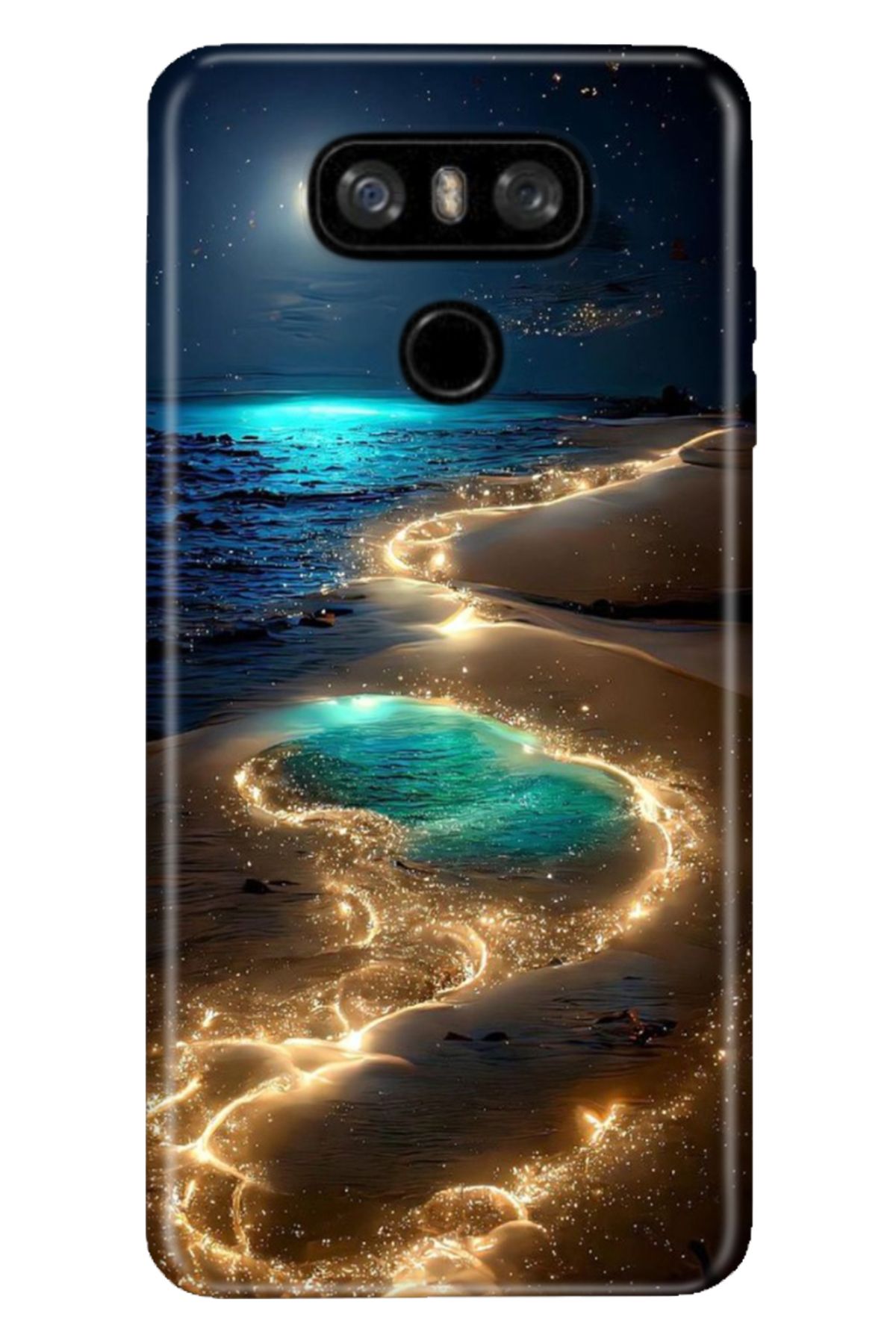 LG G6 Uyumlu Kılıf Resimli Desenli Silikon Golden Beach