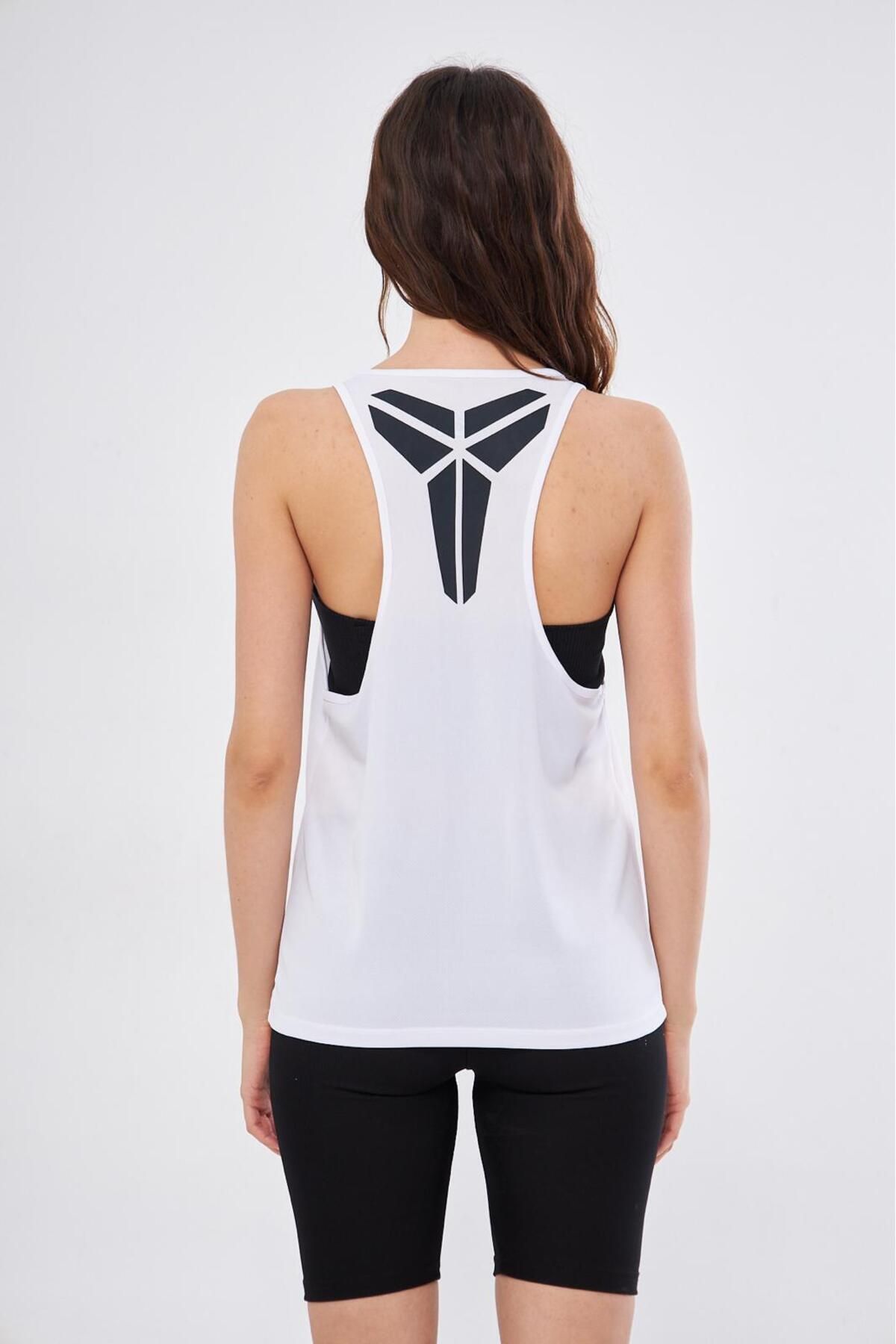 Moda Işık Sporcu Atleti Siyah Kobe Baskılı Beyaz Renk Kappa Kumaş