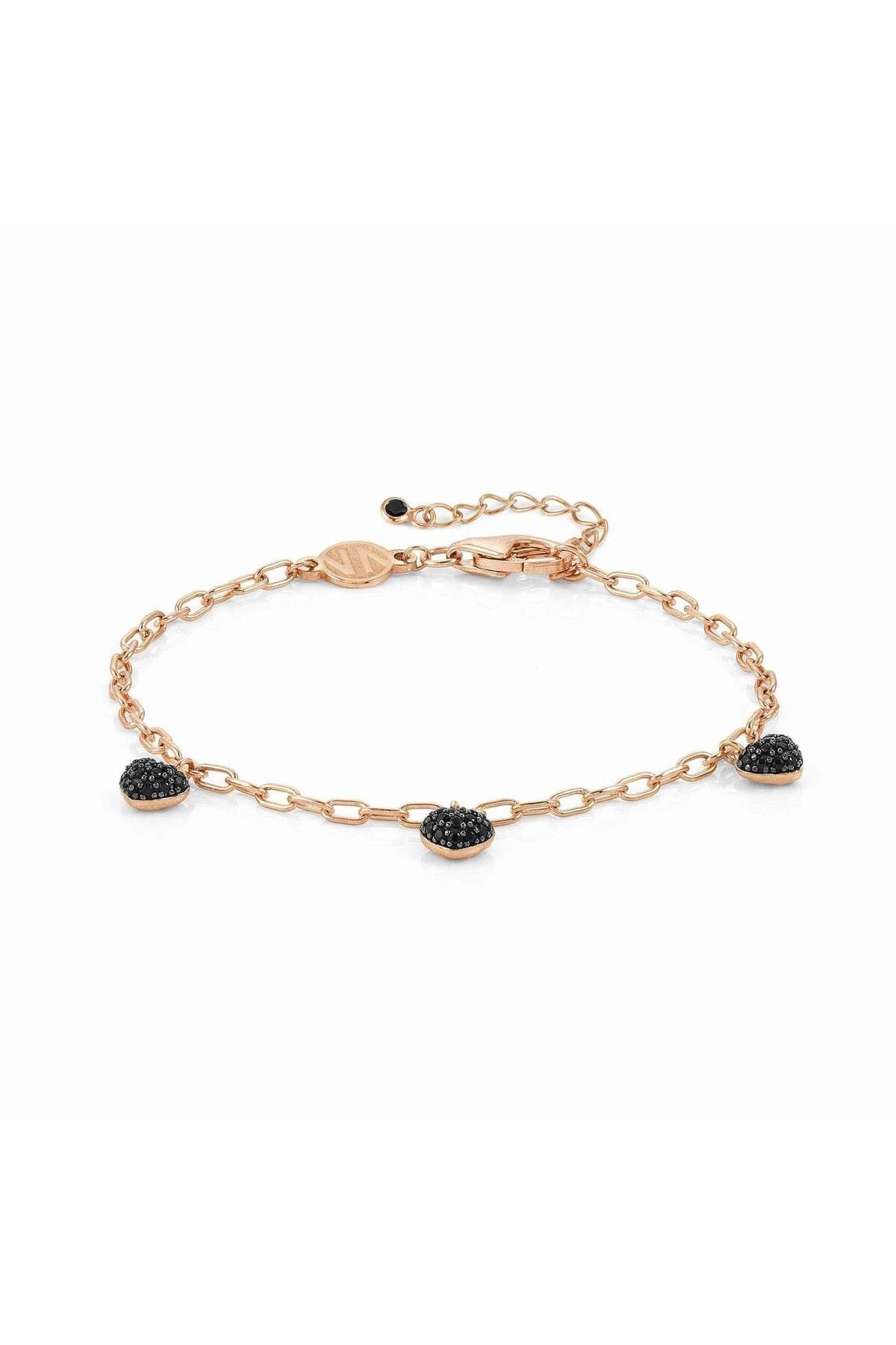 NOMİNATİON Easychıc Bracelet Ed, Love In 925 Silver And Cubic Zirconia (020_rose Gold Black Heart)