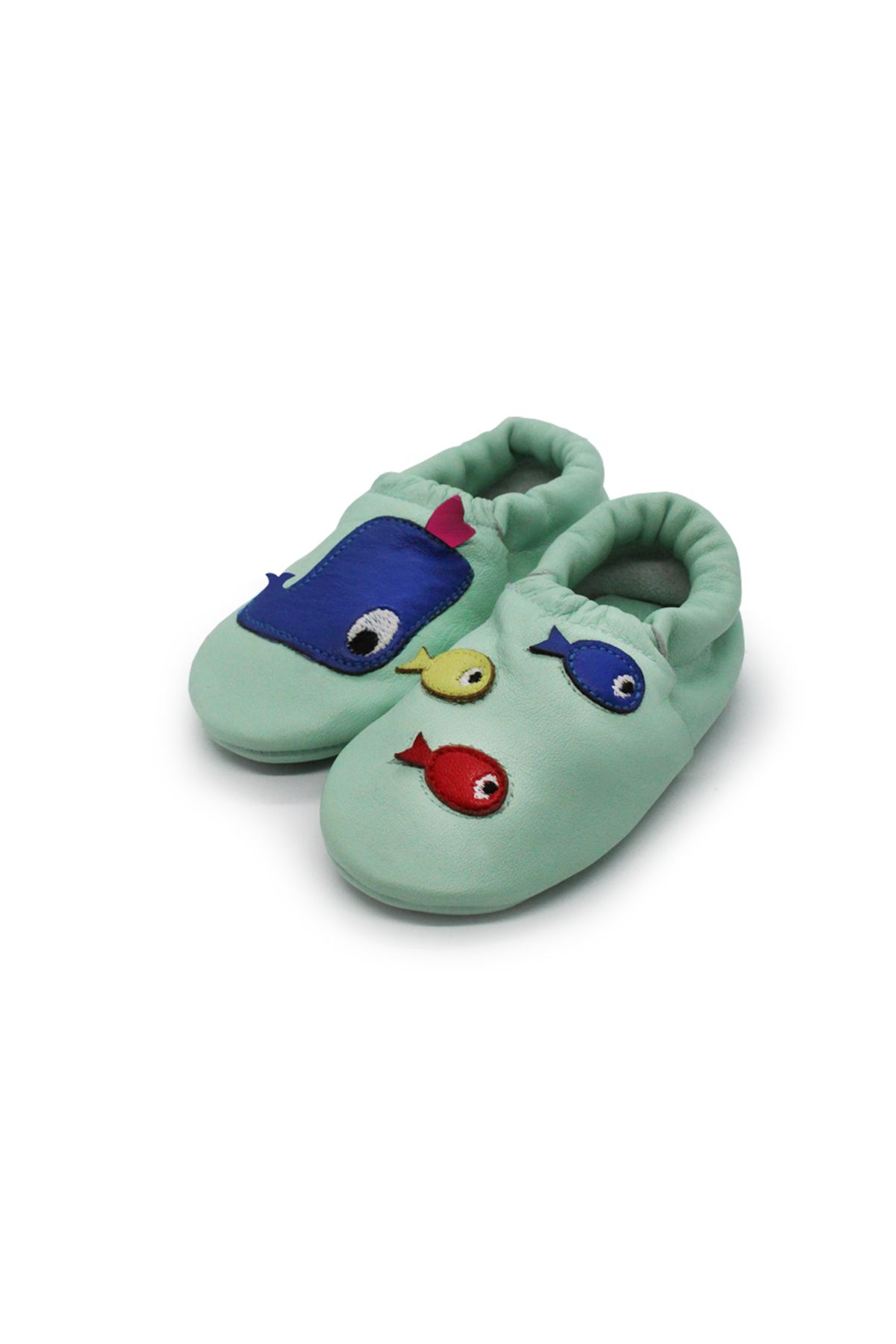 Dudino Açık Mavi Kız Soft Walk Desenli Deri Bebek İlk Adım Ayakkabısı
