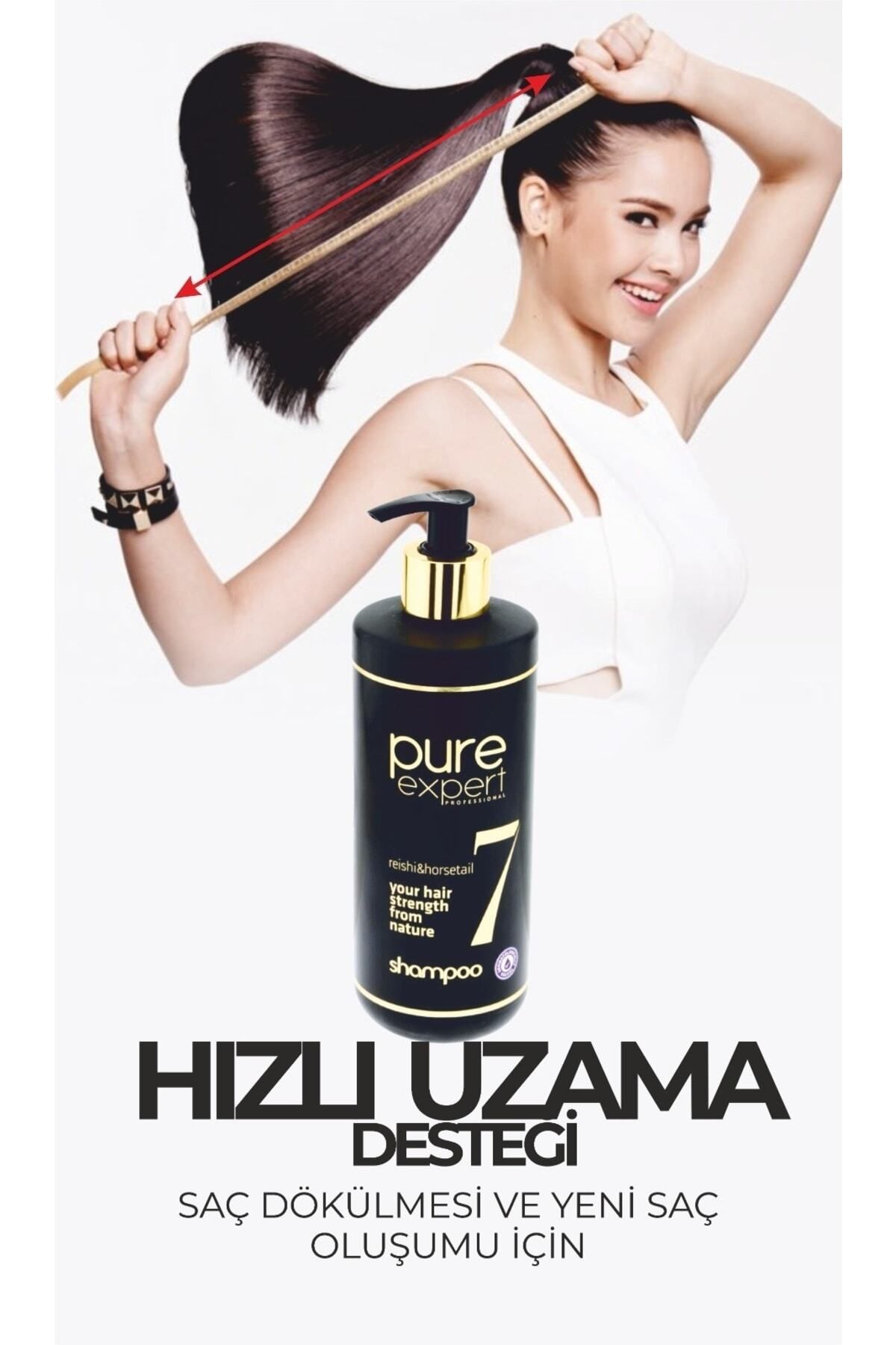Pure Expert Atkuyruğu & Reishi Hızlı Uzama, Yoğunlaştırıcı Saç Bakım Şampuanı 500 ml