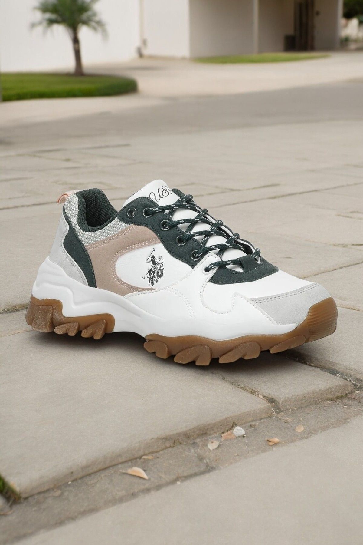 U.S. Polo Assn. Beyaz/Yeşil Kadın Sneaker Casual Günlük Spor Ayakkabı