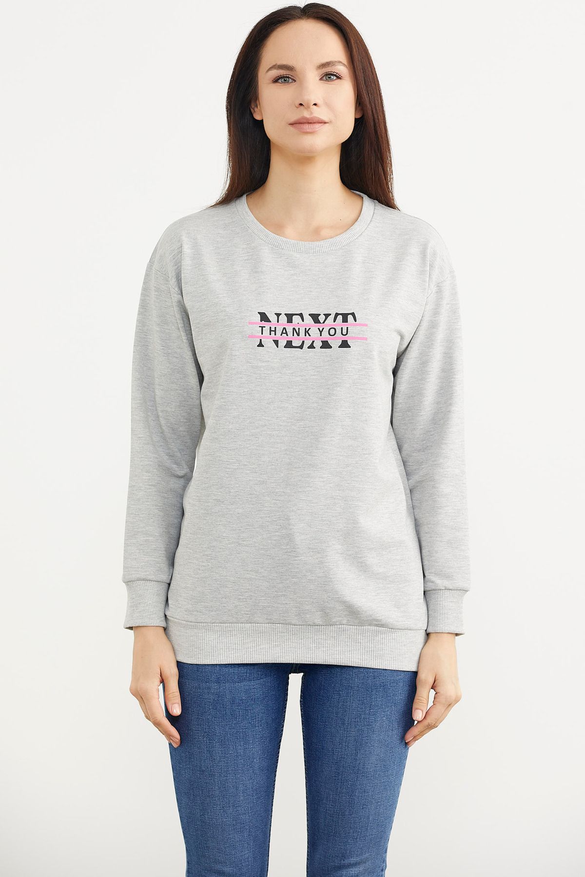 Sementa Sıfır Yaka Oversize Sweatshirt - Gri