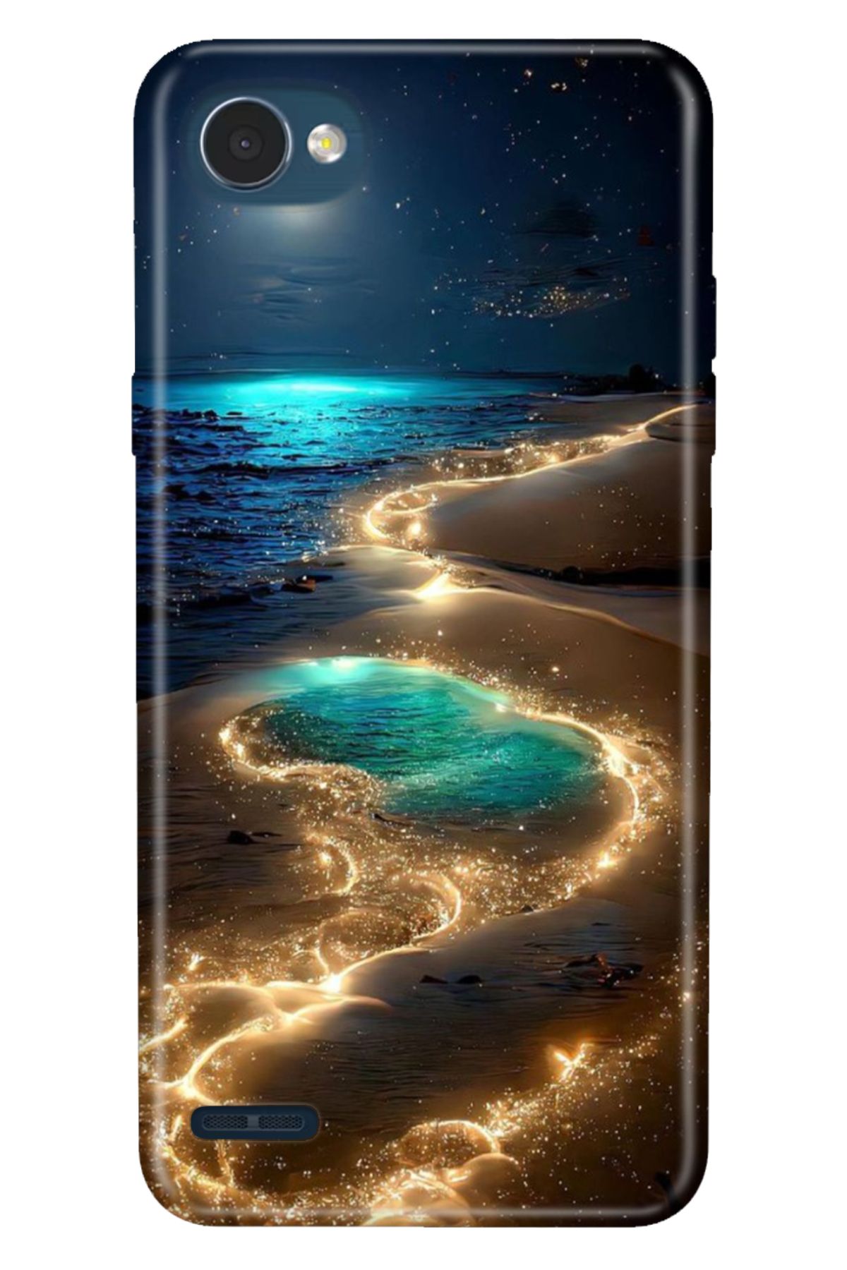LG Q6 Uyumlu Kılıf Resimli Desenli Silikon Golden Beach