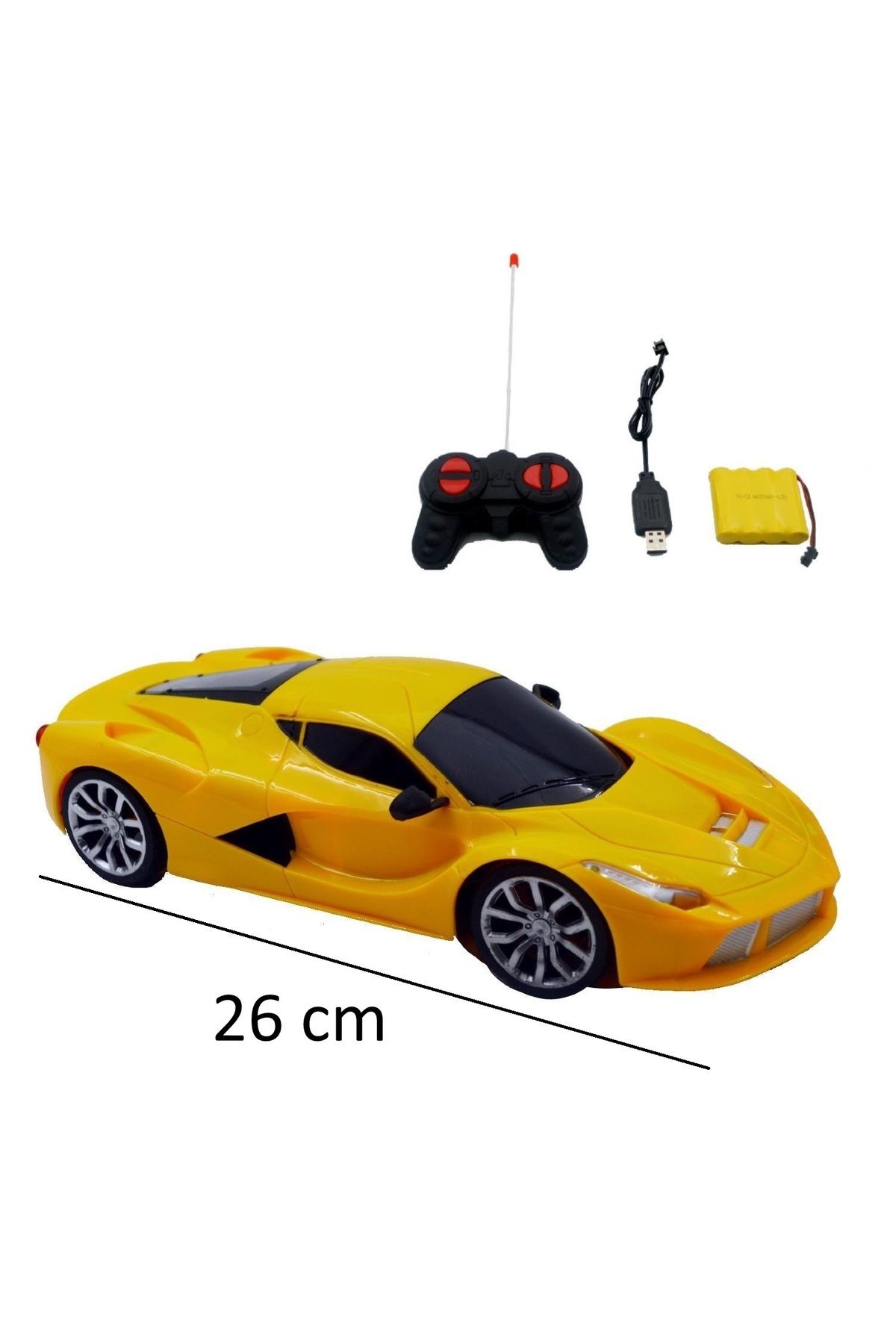 MEDITERIAN sarı Uzaktan Kumandalı Şarjlı Full Fonksiyon 26 Cm Ferrari 1:16 Ölçek Şık tasarım Farlar Işıklı 3+