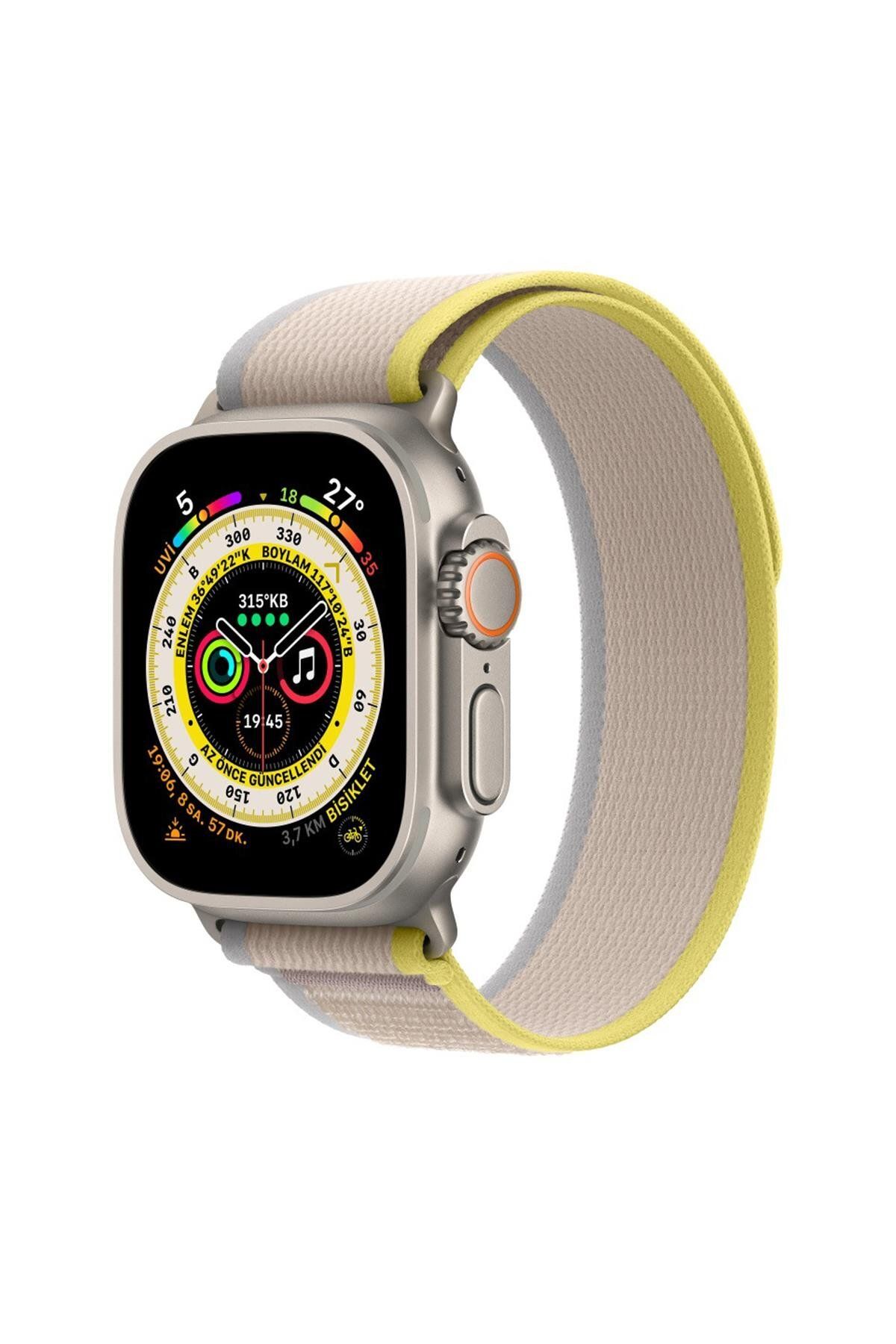 ShinyTECH Apple Watch Uyumlu Trail Loop Kordon Sarı/bej