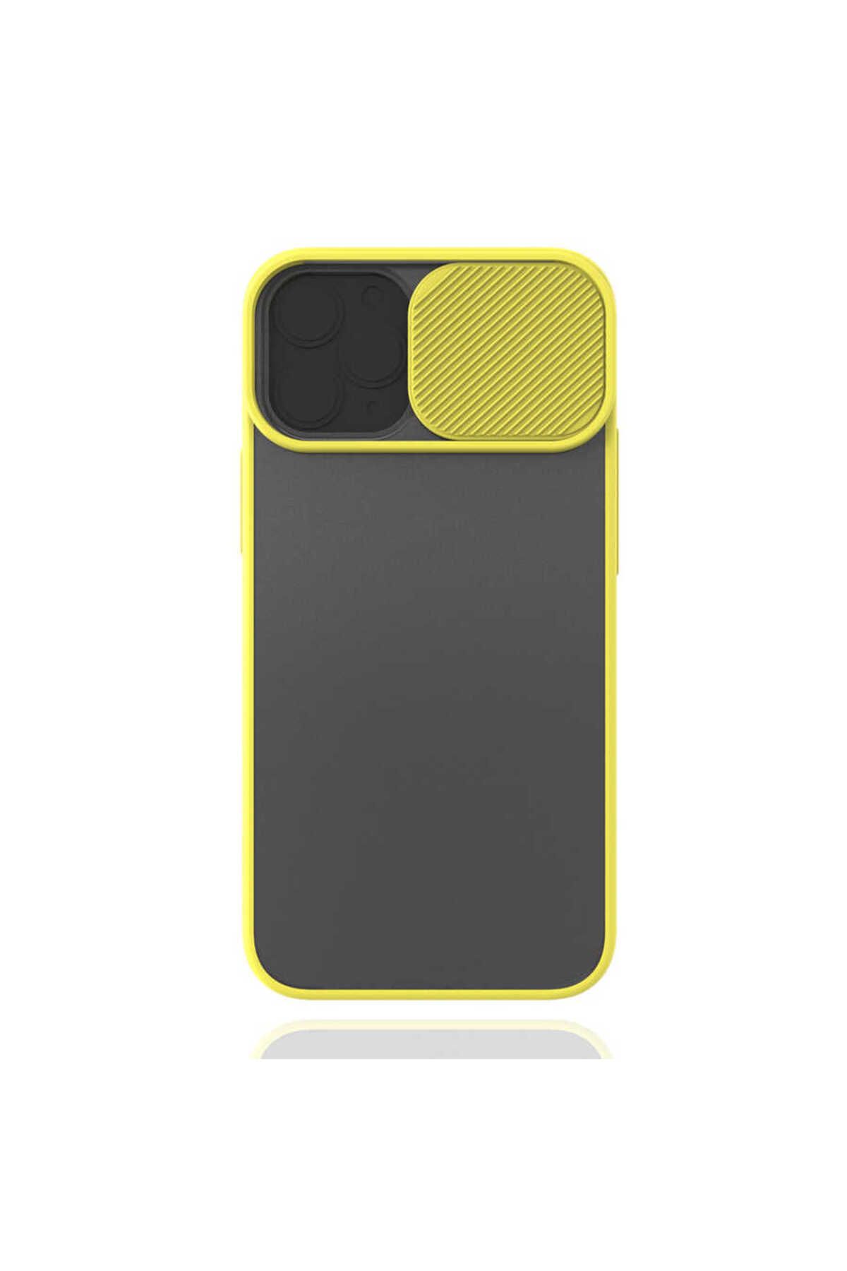 Bilişim Aksesuar iPhone 12 Mini Uyumlu Zore Lensi Kılıf-Sarı