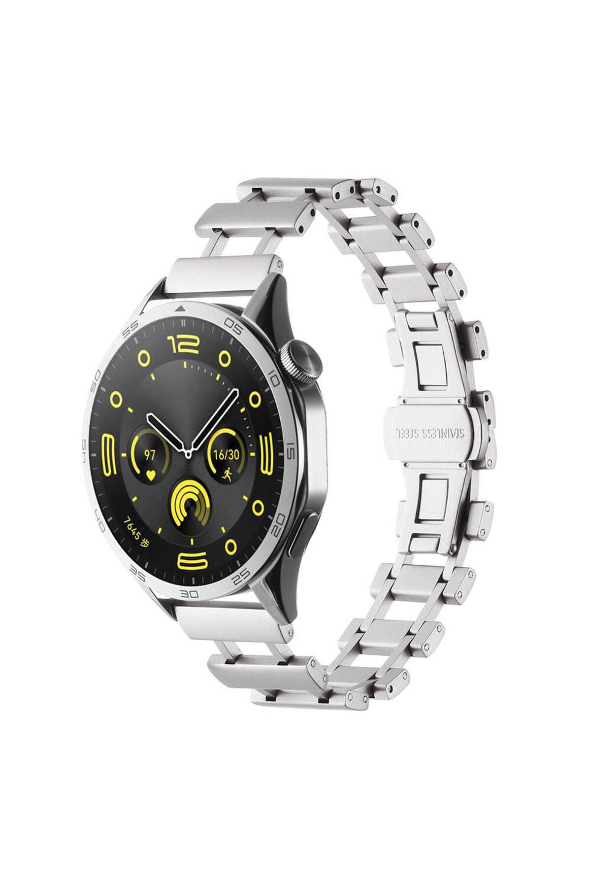 Bilişim Aksesuar Galaxy Watch 46mm Uyumlu Zore KRD-96 22mm Metal Kordon-Gümüş